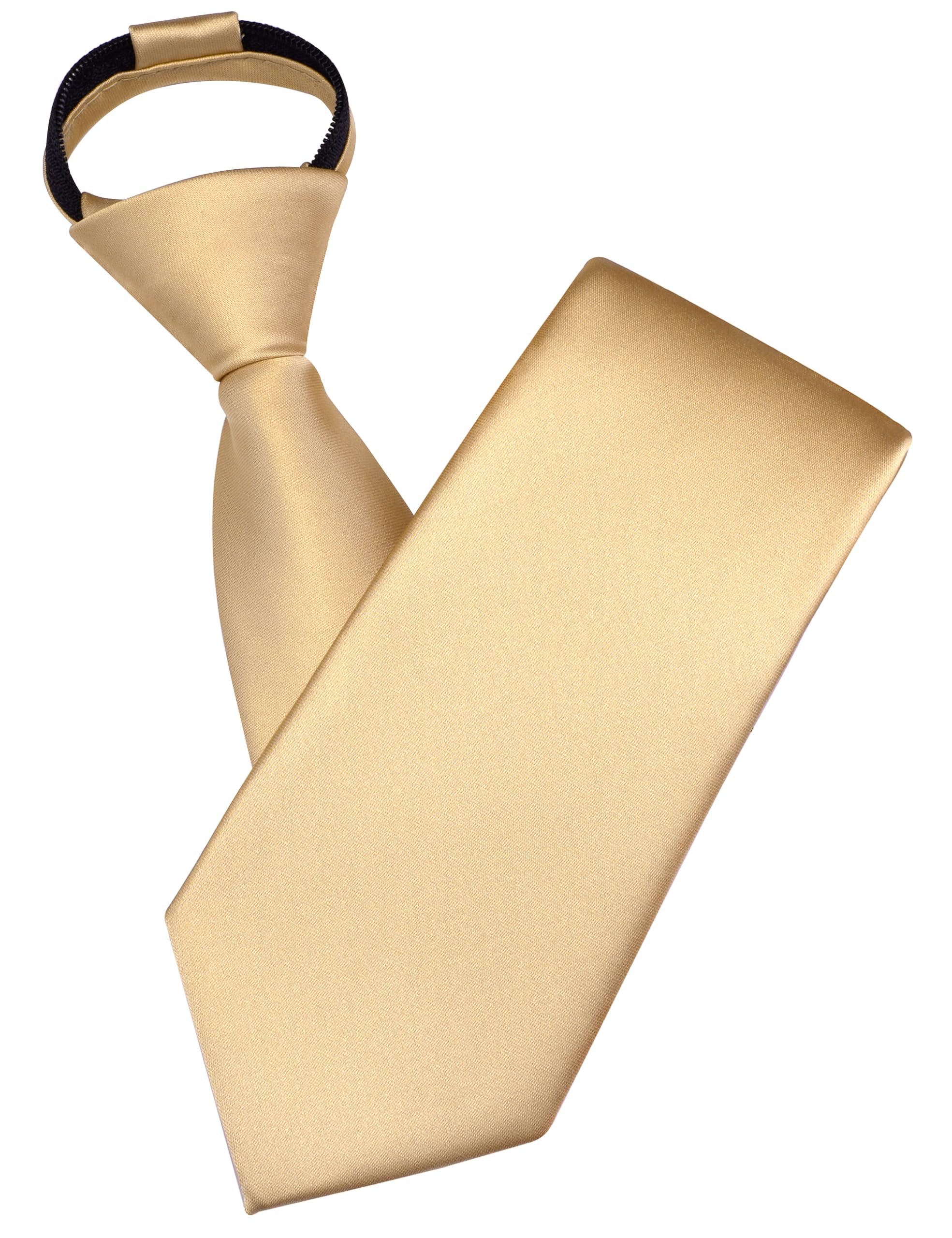 Branduce 3.15"（8cm） Mens Solid Satin Tie Pre-tied Adjustable Zipper Necktie for Business and Wedding