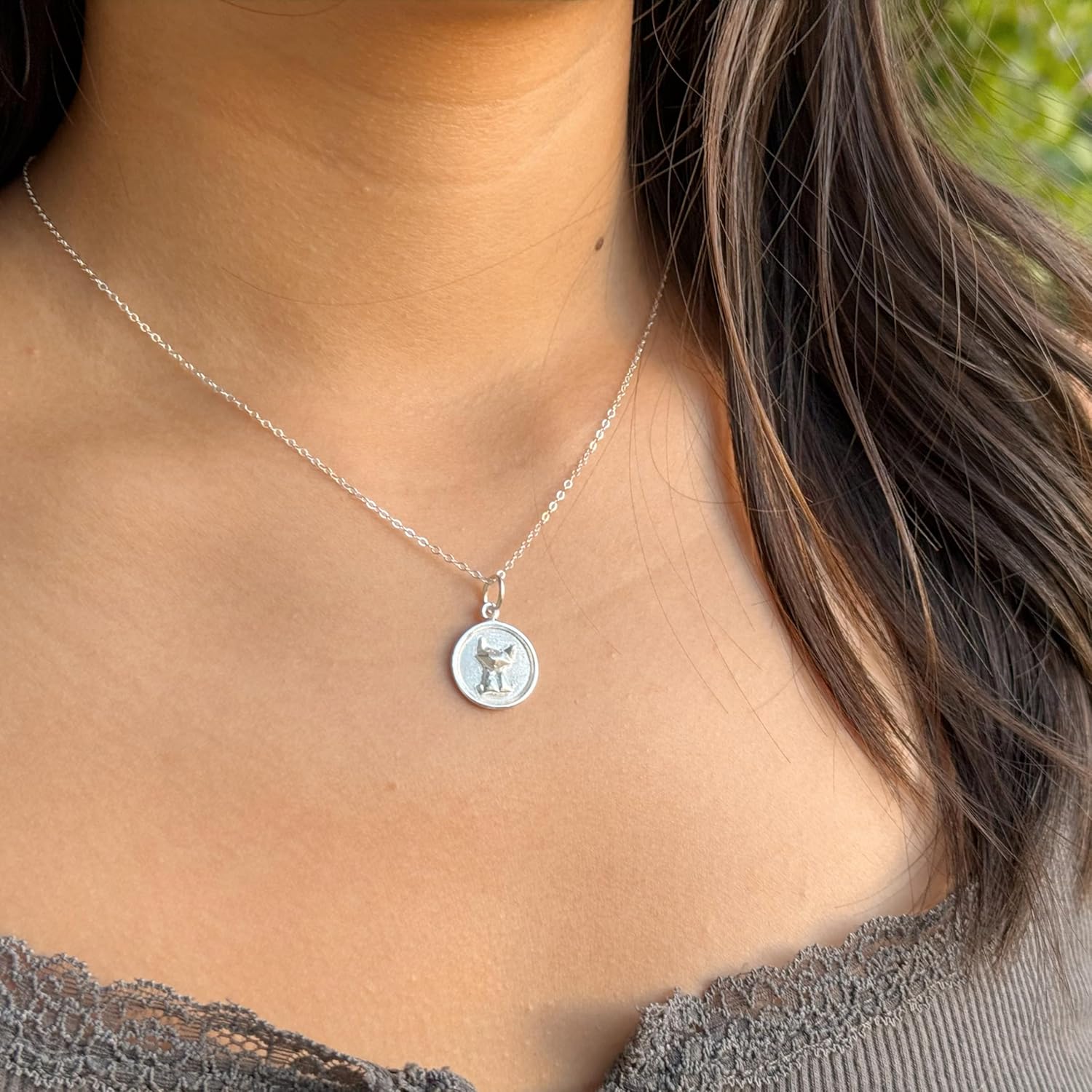 Origami Cat DISC Necklace in Sterling Silver 925 with 16 Inch Chain - Image 3