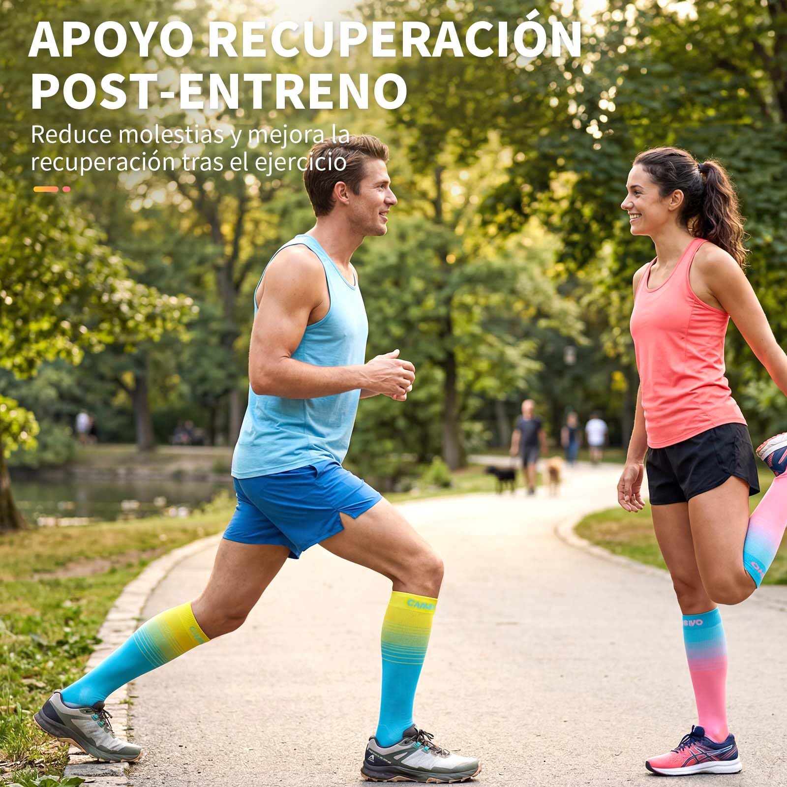 CAMBIVO Medias de Compresión Mujer Hombre 3Pares, Calcetines Compresion 15-20mmHg, Transpirables Calcetines Largos, Compression Socks para Deporte, Running, Ciclismo, Viajar en Avión, Enfermera, Moda