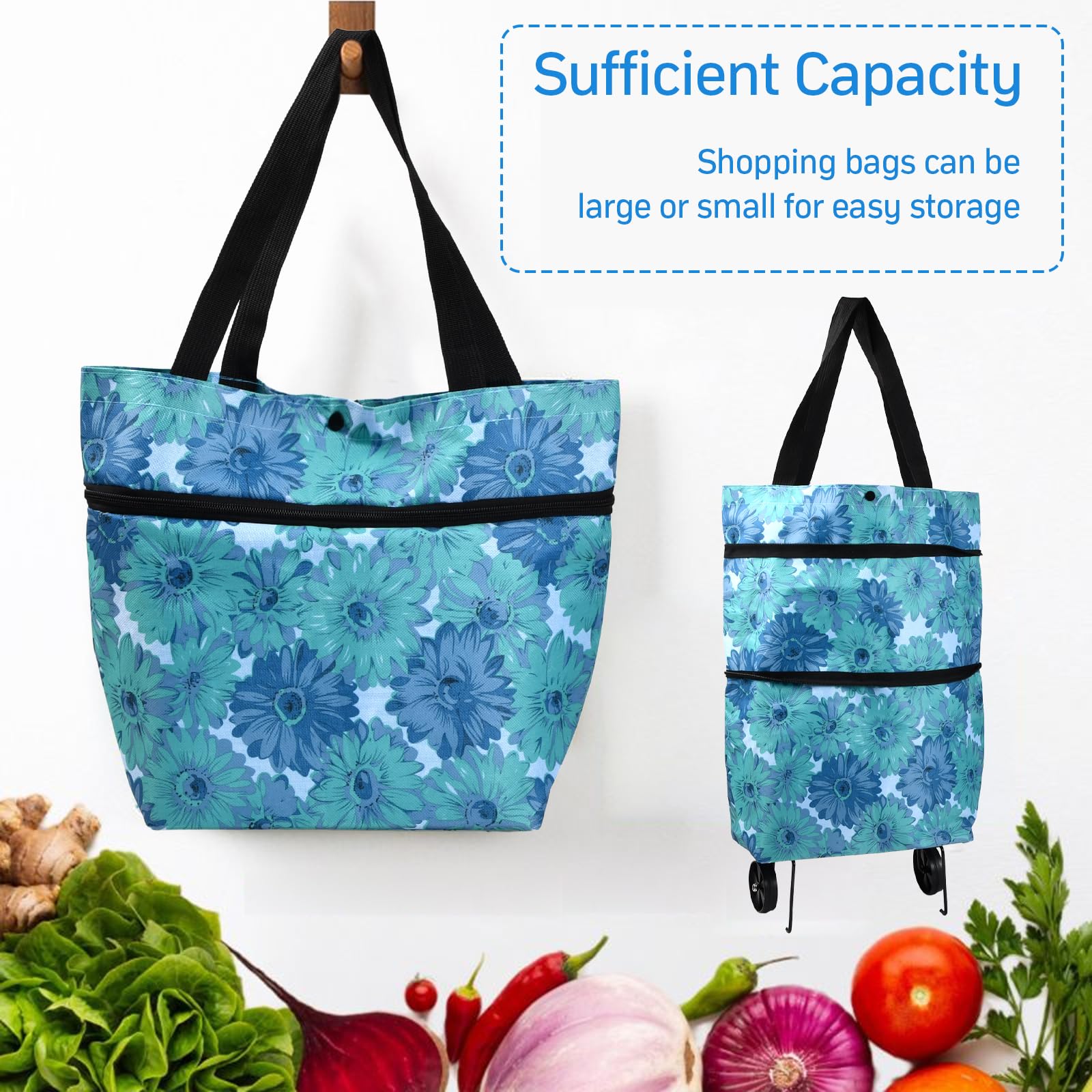 SereneLife Carrello Spesa Pieghevole Grande Con Fodera Rimovibile, Carrellino Con Ruote Portatutto, Portata 50 Kg, Ruote 360°, Per Spesa, Bucato, Viaggi, Rosso - Foto 11