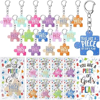 Equsion 36 Set Christian Puzzle Keychains Bulk with Card Religious Gifts