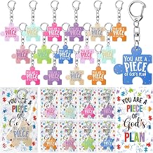 Equsion 36 Set Christian Puzzle Keychains Bulk with Card Religious Gifts