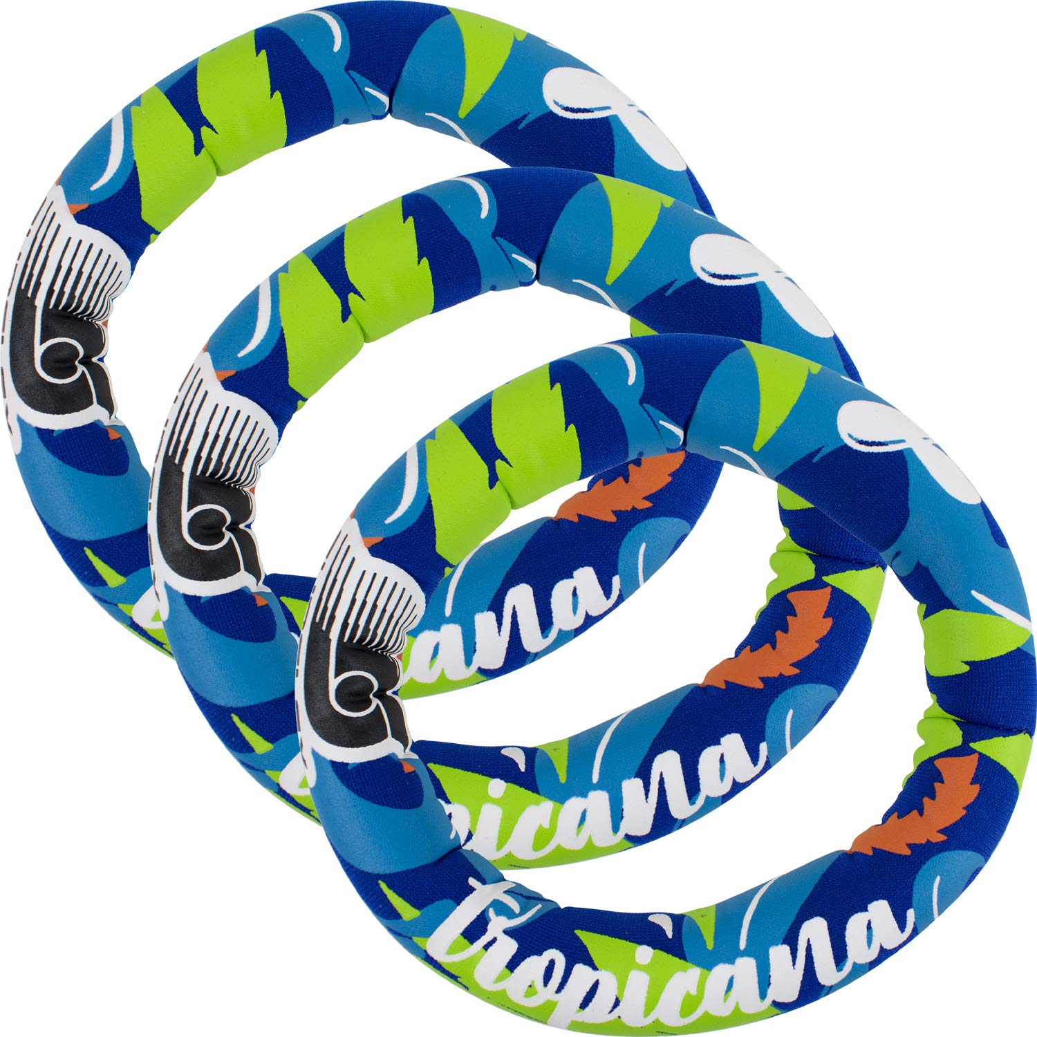 Sunflex Tropical Wave Diving Rings | Neoprene Weighted Fun Swimming Pool Recreation Game | Pack Includes Three Rings | Underwater Diving Hoops | Waterproof and UV Resistant