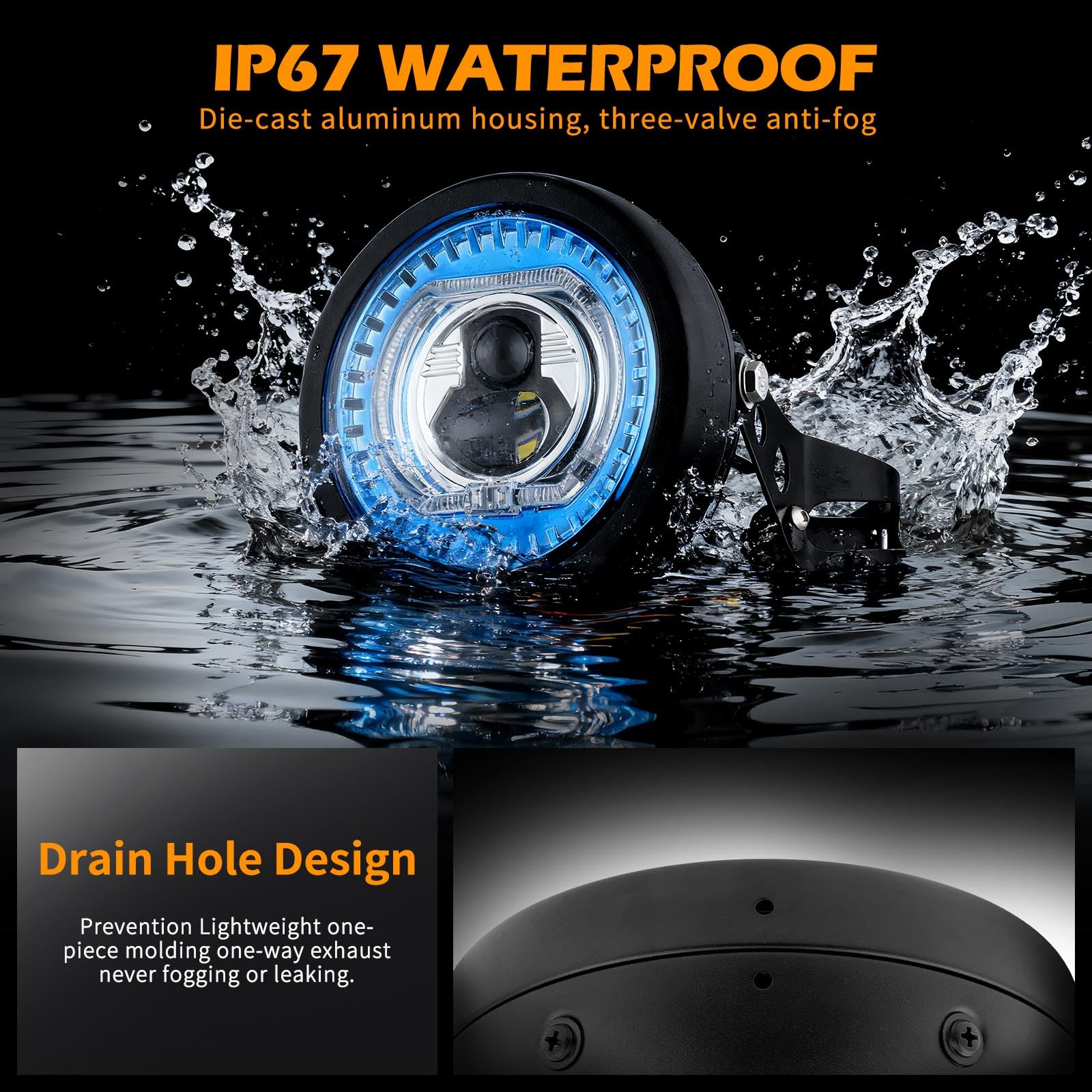 DREAMIZER 5,75 Zoll Motorrad Scheinwerfer-LED mit Halterungen, Universelles Wasserdichtes Motorrad Scheinwerferlicht Kompatibel mit Harley Yamaha Honda Cafe Racer Bobber Chopper