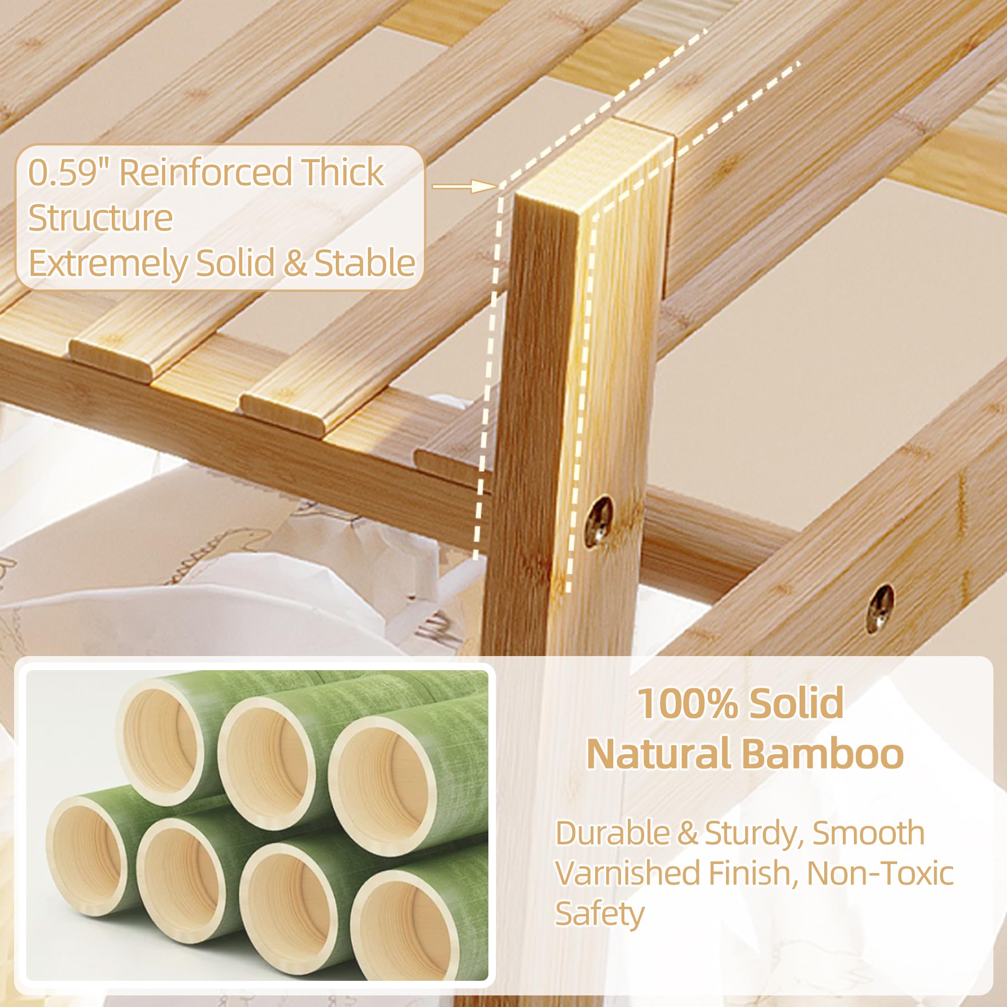 Amazon｜BAMBOOHOMIE ハンガーラック キッズ 子供用 多段式 衣類収納