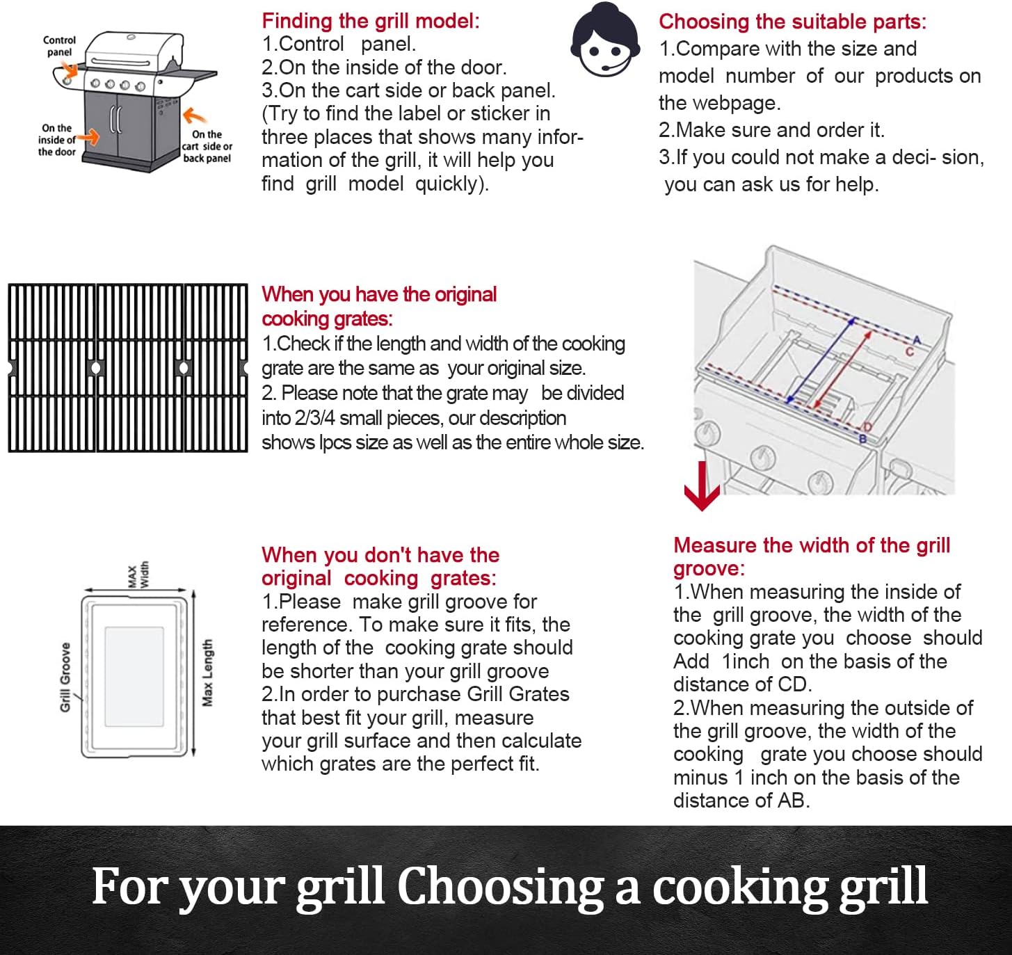 GGC 18" Grill Grates Replacement for Charbroil Performance 2 Burner 463625217, 463673517, 463673617, 463673017, 463673519P1, 2 PCS 18 x 15.75 Cast Iron Grates for Char-Broil
