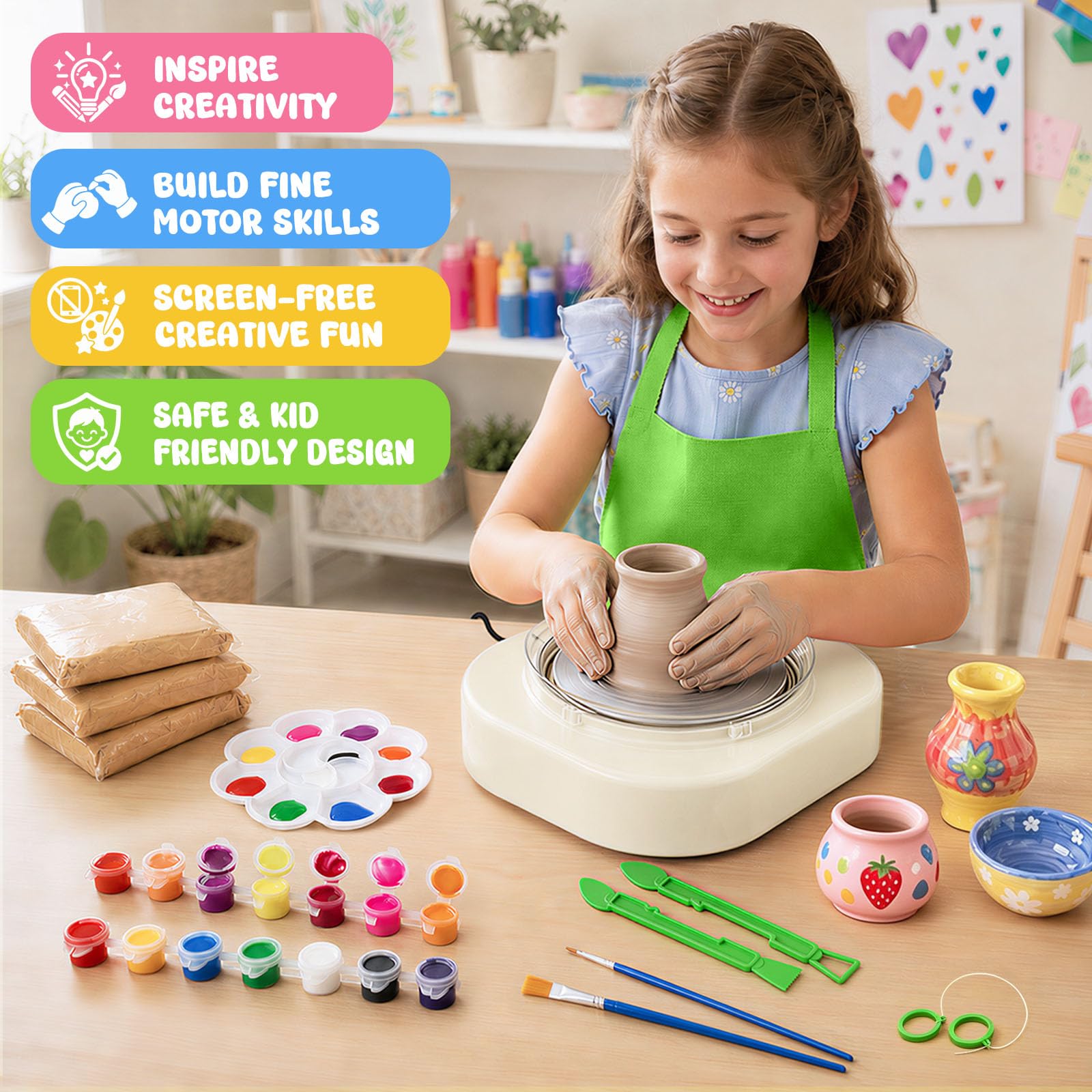 Kids Pottery Wheel Kit - Ages 6-12 -4