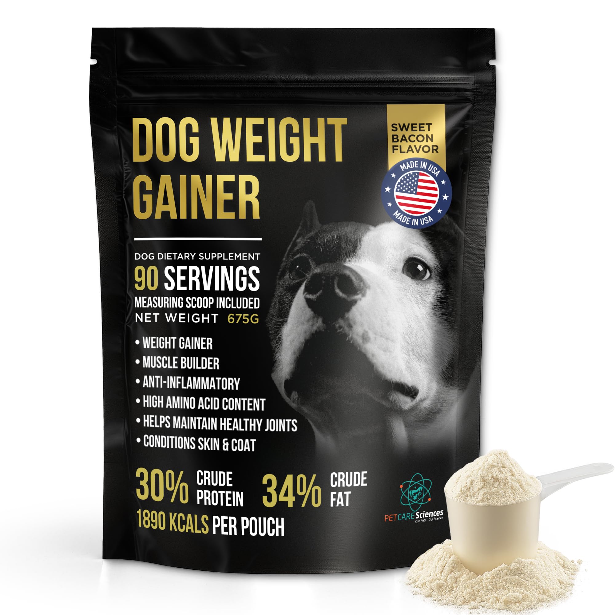 Dog Weight Gainer Approx 90 Servings - Weight Gain Supplements for Dogs - Canine and Dog Muscle Builder - Made in The USA
