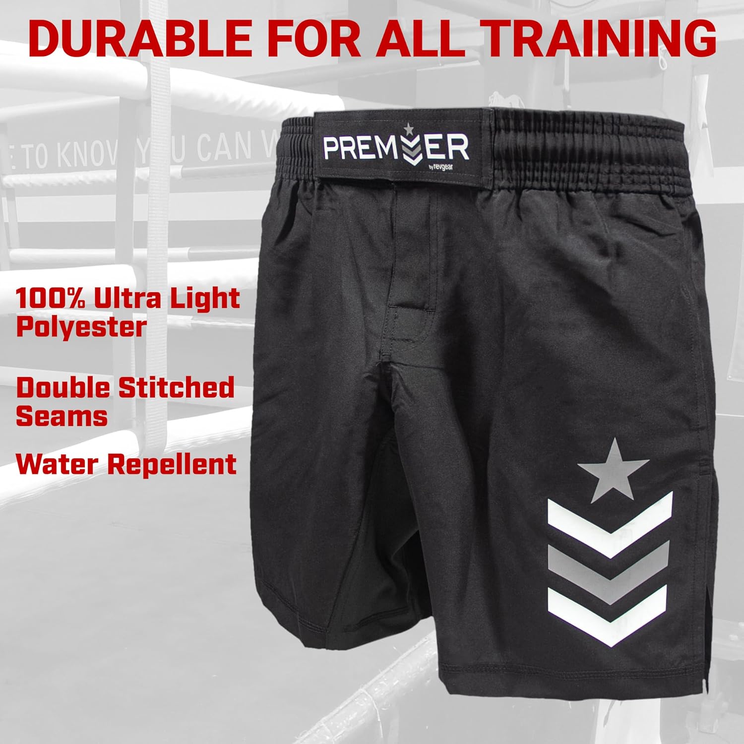 Revgear Youth MMA and Boxing Shorts, Muay Thai Kickboxing Gear, Elastic Waistband, Double Stitched, Ideal for BJJ, Wrestling