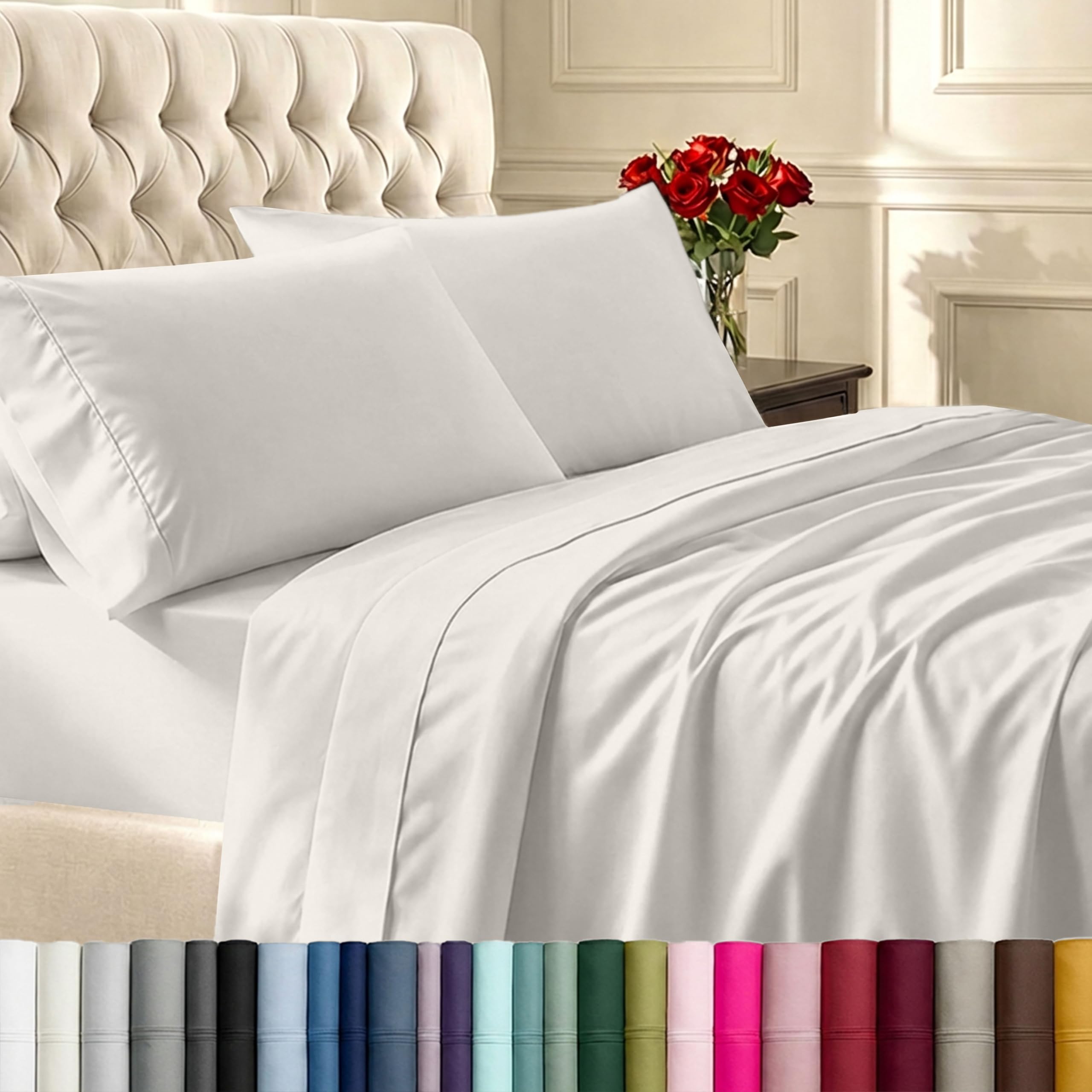 California Design Den Cotton Sheet Set - 6 Piece, King Size (Ivory)