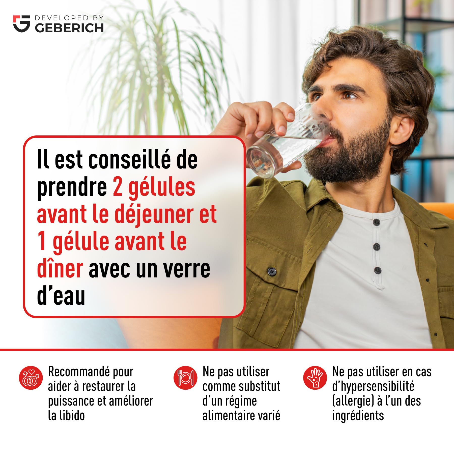 Gélules TESTOSTERON BOOST | Complément Alimentaire Pour Homme avec Maca, L-arginine, Ginseng, Serenoa Repens, Vitamine C, Vitamine B3, Vitamine E, Zinc et Sélénium | 30 gélules