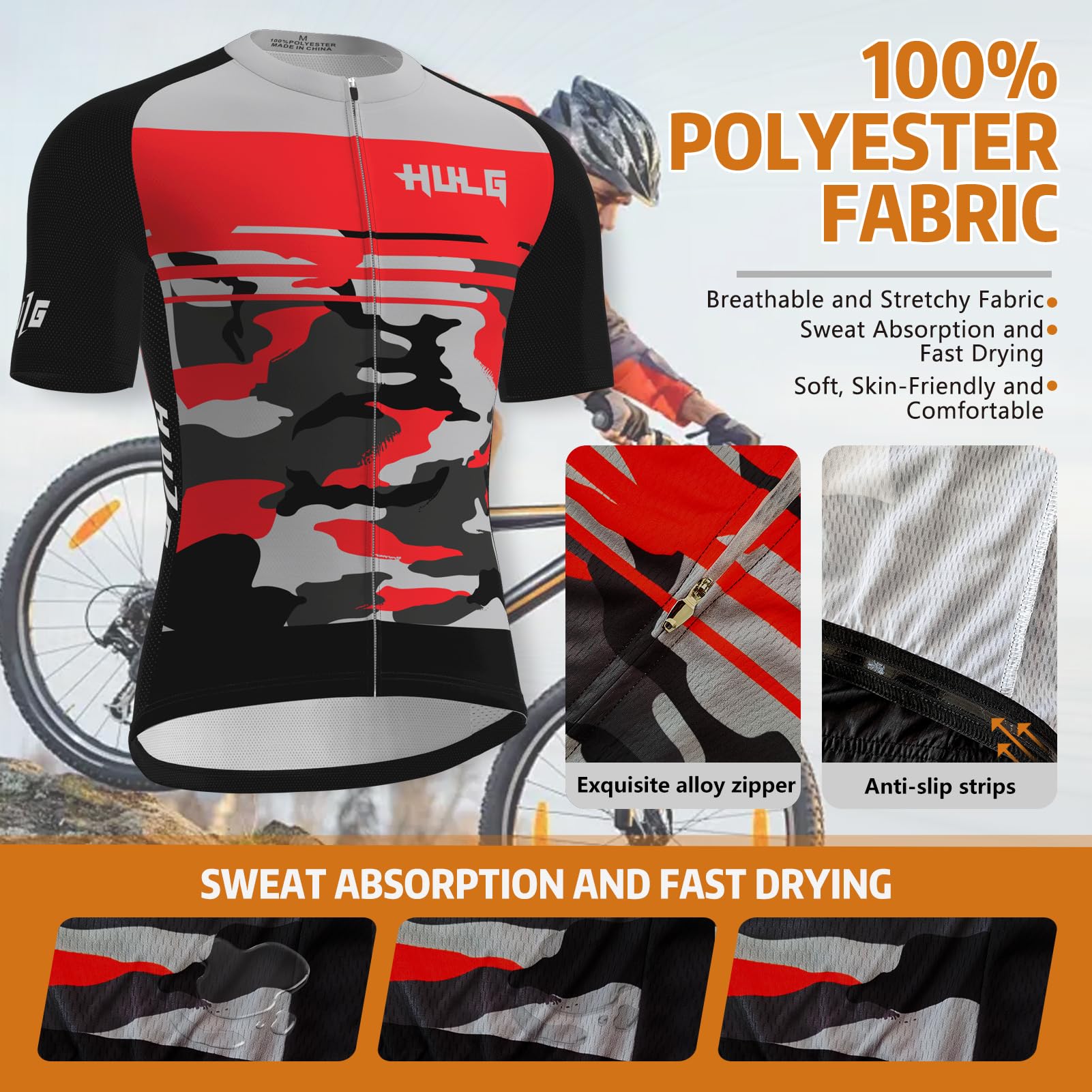 Maillot Cyclisme Homme, Vélo Jersey VTT Vêtements Manche Courte Séchage Respirant Cyclisme Tee Shirt