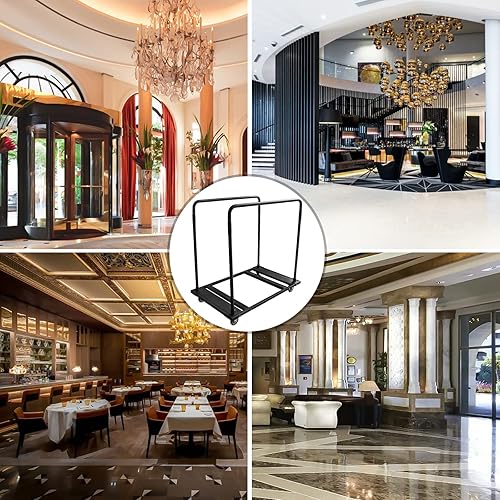 Miniatura 7 de Hasopy Estante plegable para mesas redondas de 60 pulgadas carrito de mesa resistente ruedas negras para reataurant fiestas muebles de hotel