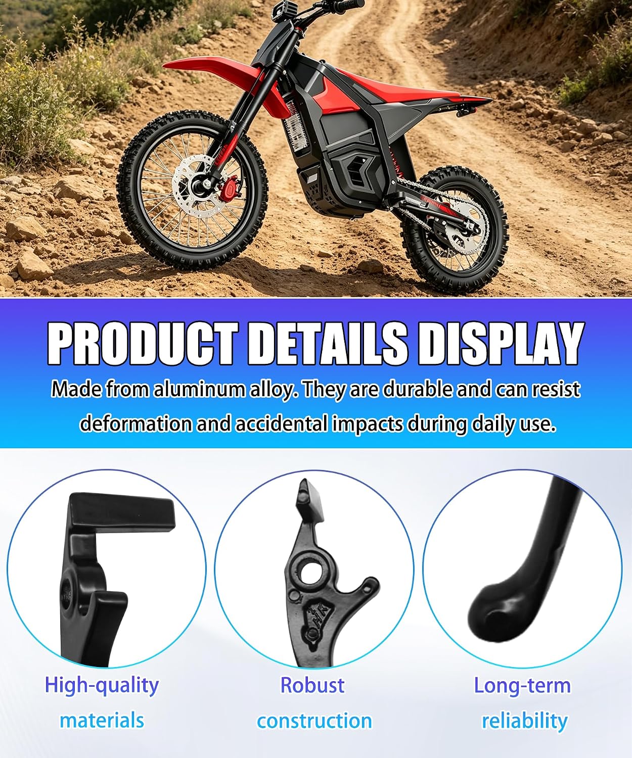Yozma Brake Levers for Yozma IN10 Electric Dirt Bike, Aluminum Adjustable Motorcycle Handle Brake Levers Left & Right, High Strength Anti-Rust E-Bike Replacement Parts, Black（2Pcs）
