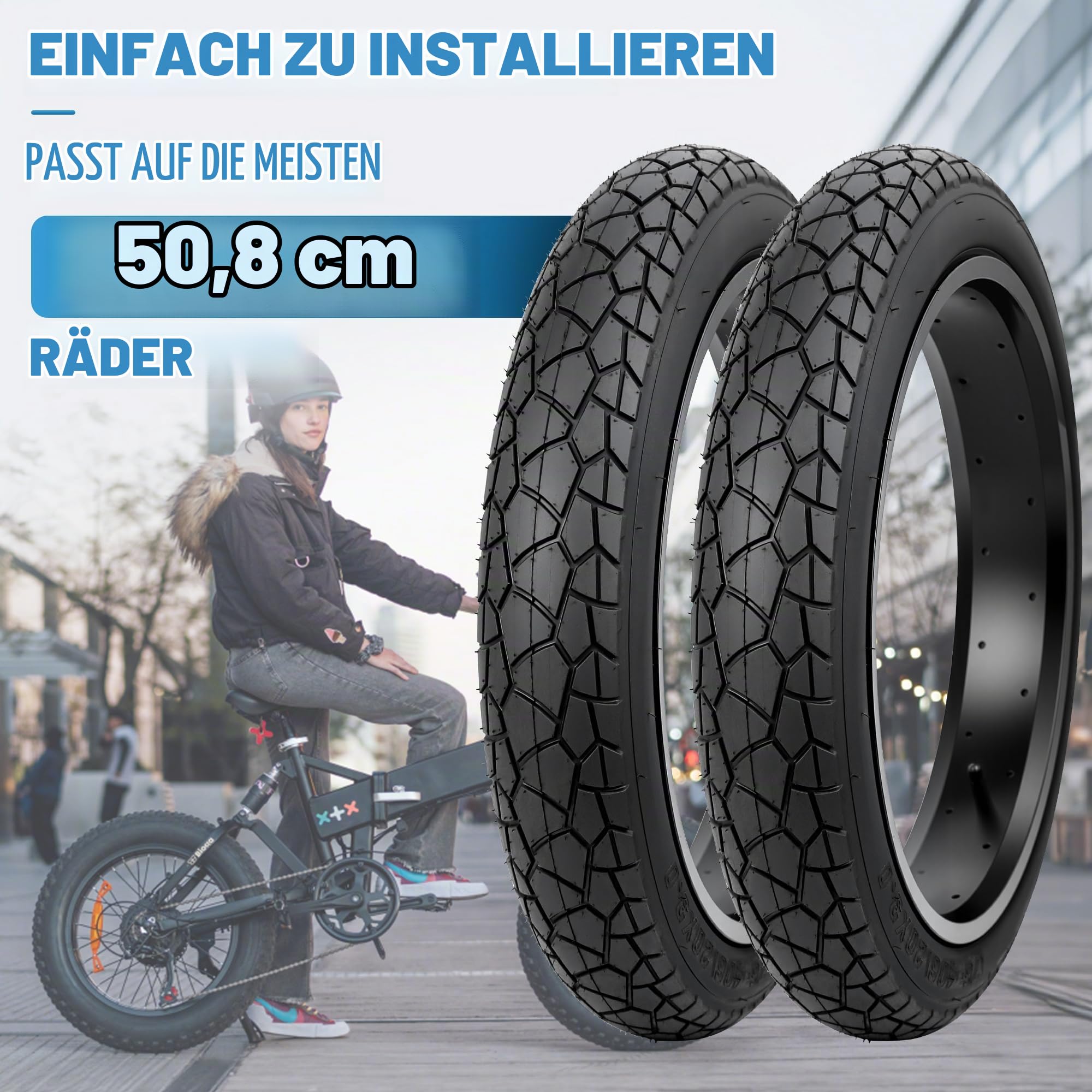 76-406 E-Bike Reifen 20x3.0 Zoll Fat Bike Tire Fahrradmantel 40PSI 3.0 Fahrradreifen E-Bike/Mountainbike/Snow Bike