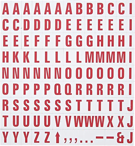 MasterVision Letras magnéticas, 12" x 34", rojo sobre blanco, 120 piezas