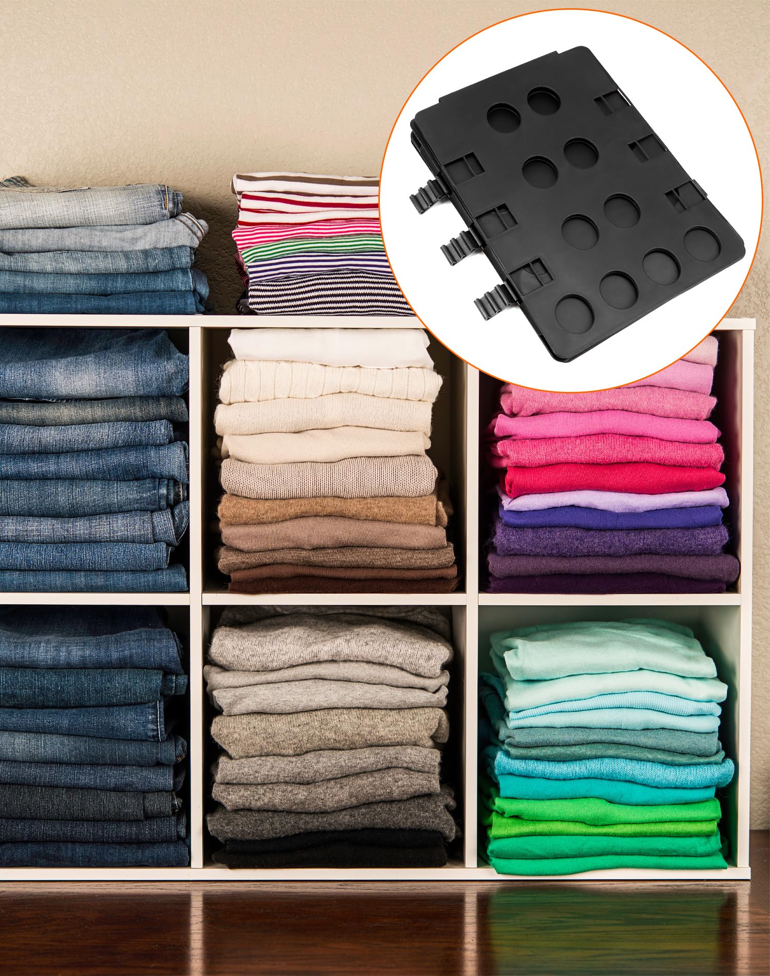 QWORK Tavola Pieghevole per Vestiti, Cartella per Magliette, Cartelle per Bucato, Plastica, Nero