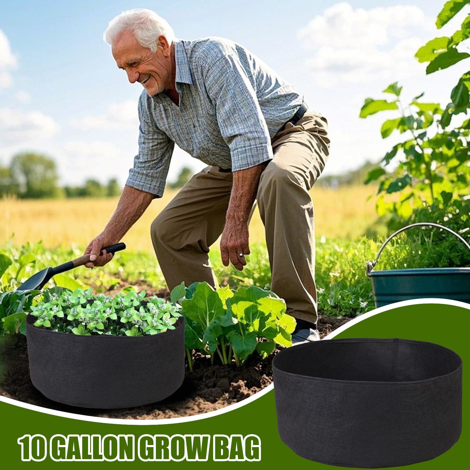 Bolsas De Cultivo 10 Piezas 10 Piezas Maceta para Tomates | Bolsas De Cultivo De Fieltro Para Patatas Para Patata Flor Fruta Champiñón Fresa Invernadero Jardín Vivero Interior