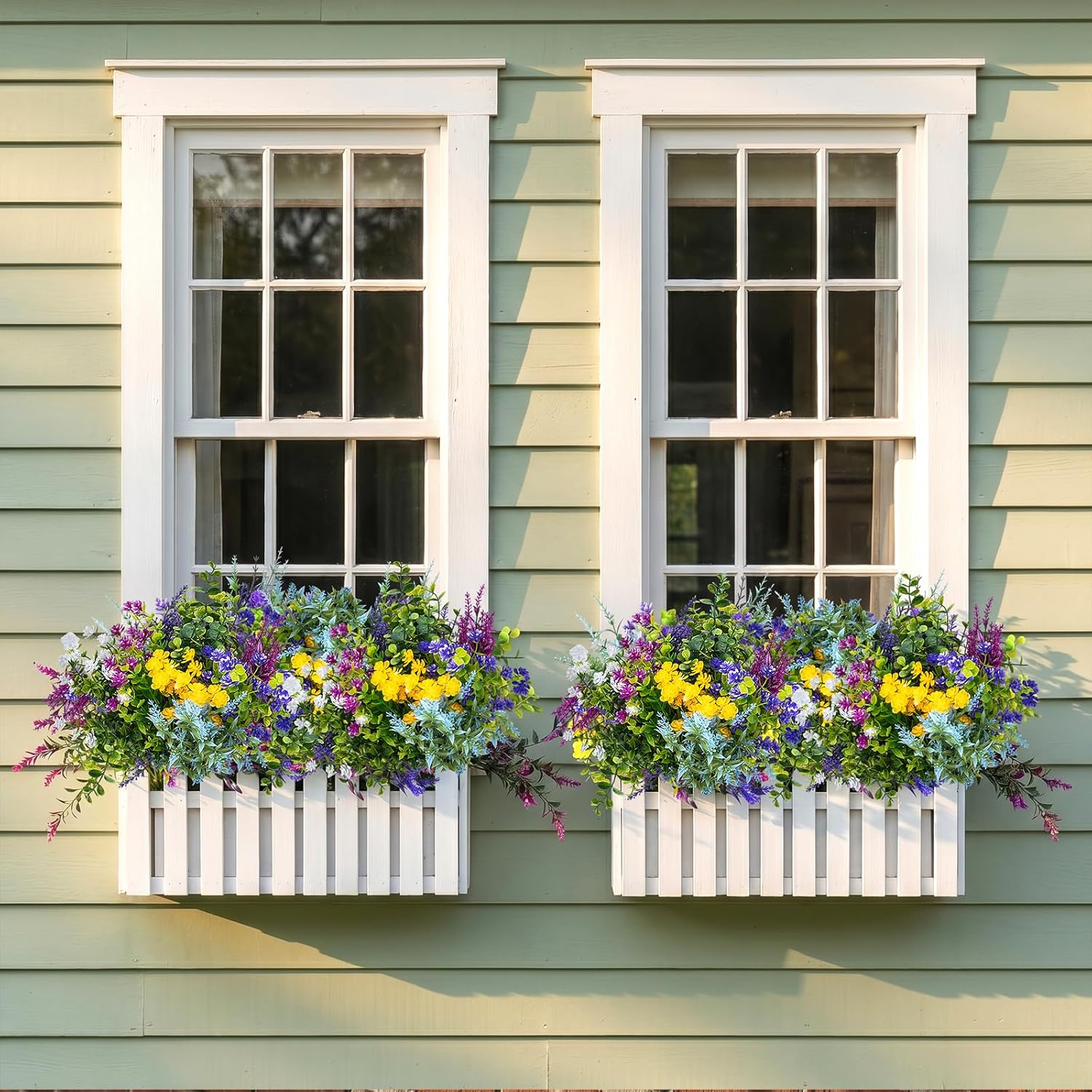 TQRR 28Pcs Artificial Flowers for Outdoor, UV Resistant Fake Silk Flowers, Faux Plastic Plants for Spring Summer Yard, Porch, Hanging Planter,Window, Home Decoration (28)