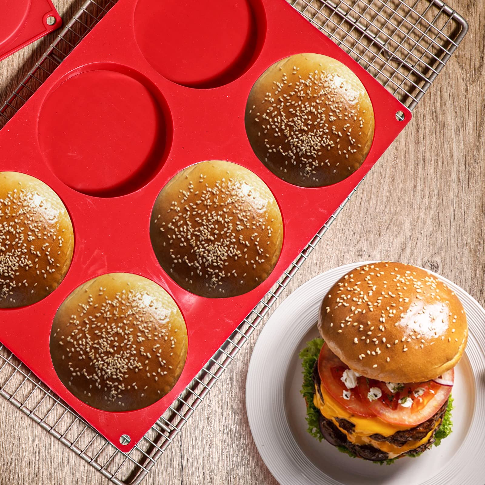 Webake Set 4 Stampi In Silicone Per Friggitrice Ad Aria 7,6 Cm - Per Muffin, Yorkshire Pudding, Hamburger E Torte - Antiaderenti