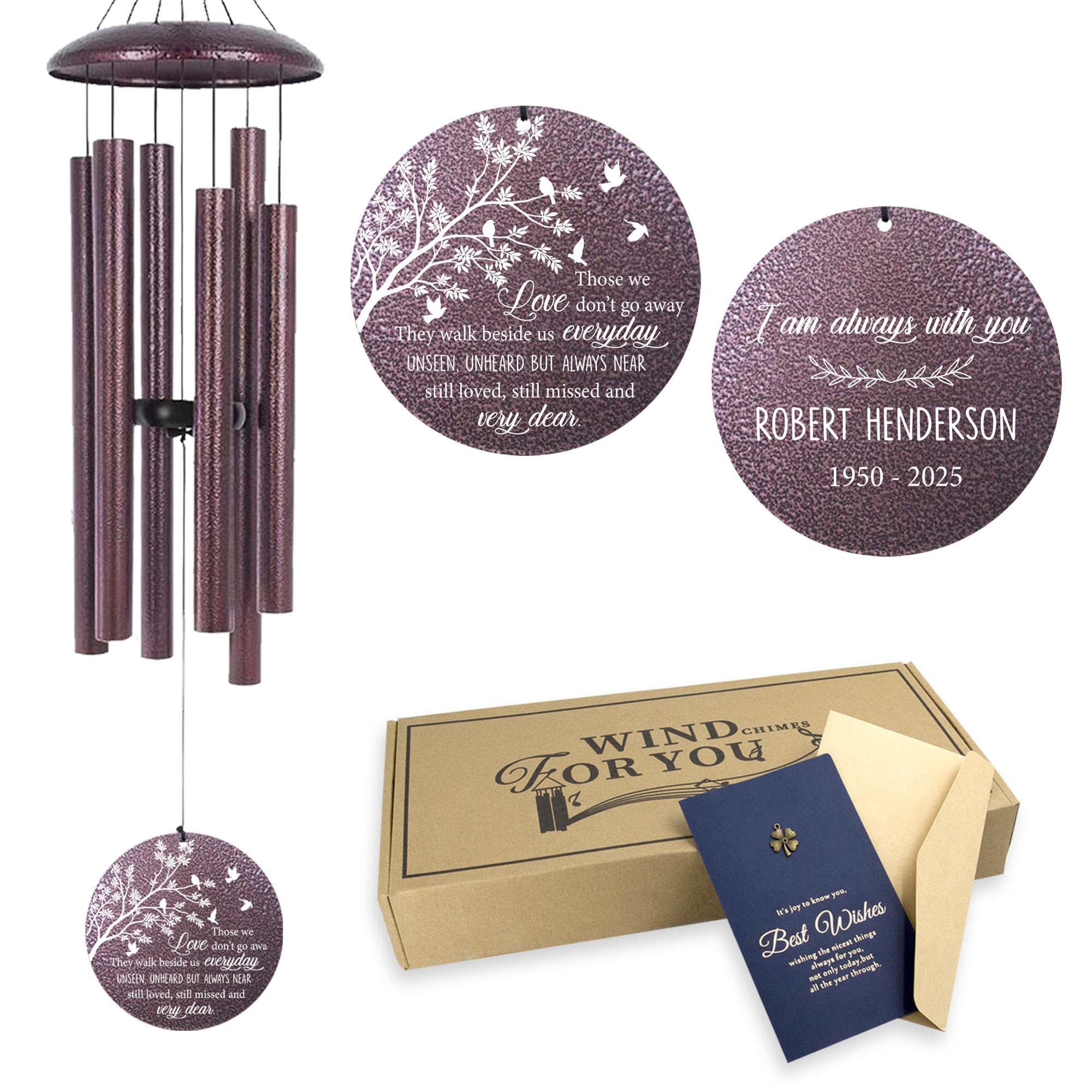 Personalized Tree Memorial Wind Chimes, in Loving Memory of Loved One