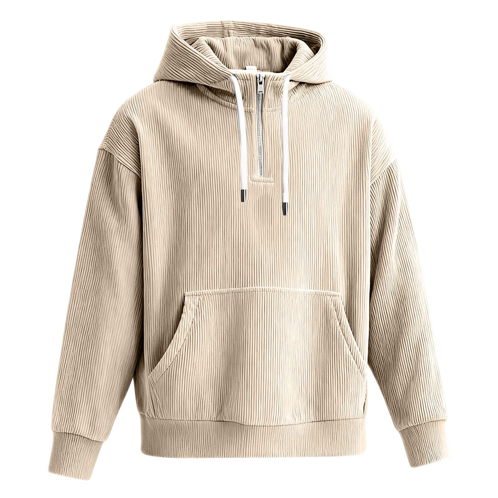 Sudaderas Hombres con Capucha Sudadera De Manga Larga Botones Y Media Cremallera para Hombre, Estilo Casual Otoño E Invierno. Hombre Negra (Beige, S) Mangas El Sol Camisa Proteccion