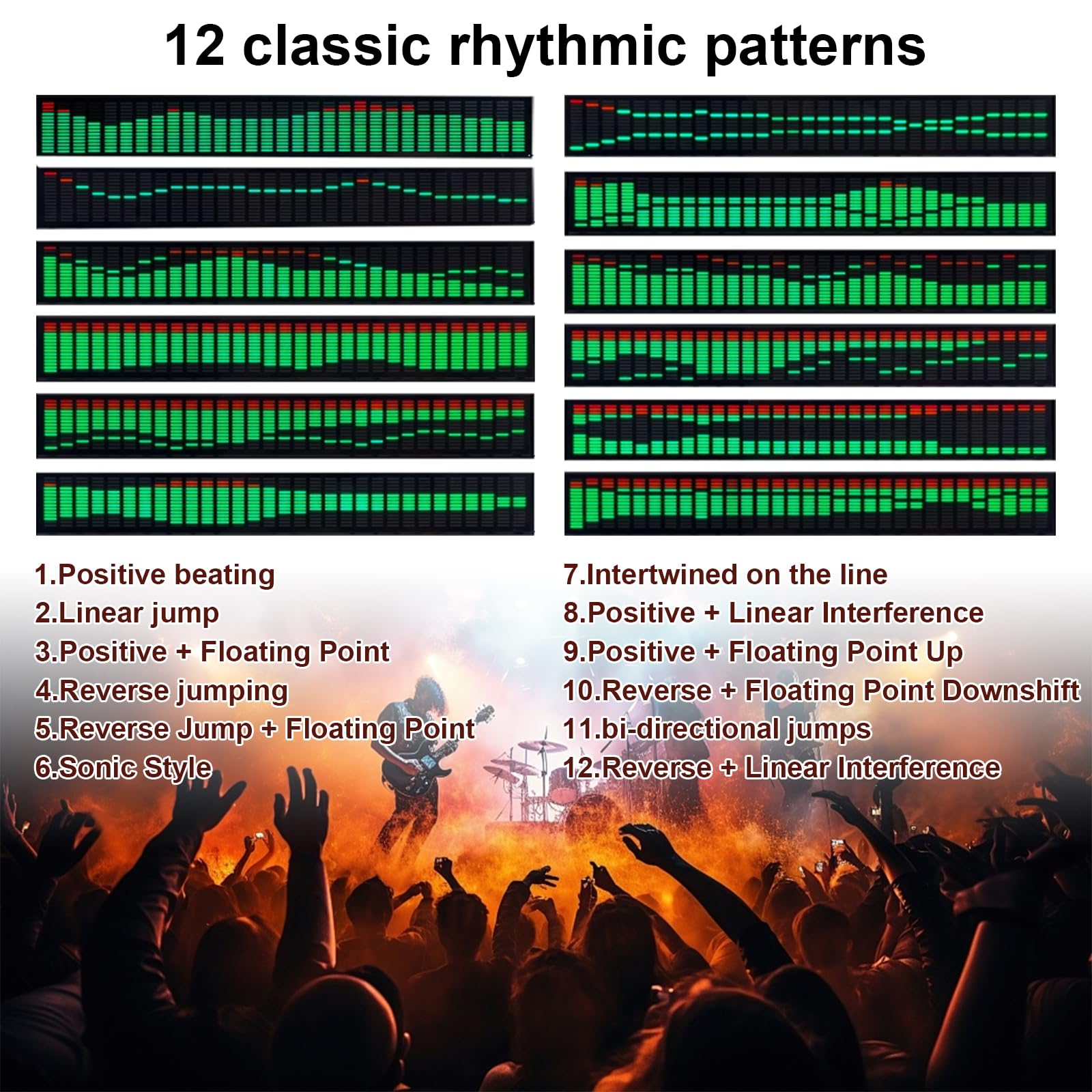 Ecualizador gráfico estéreo de 31 Bandas, decodificación de Audio Digital óptica coaxial Bluetooth 5.4, reducción de Ruido, 12 Patrones de Ritmo, para Estudio de grabación（EQ8000）