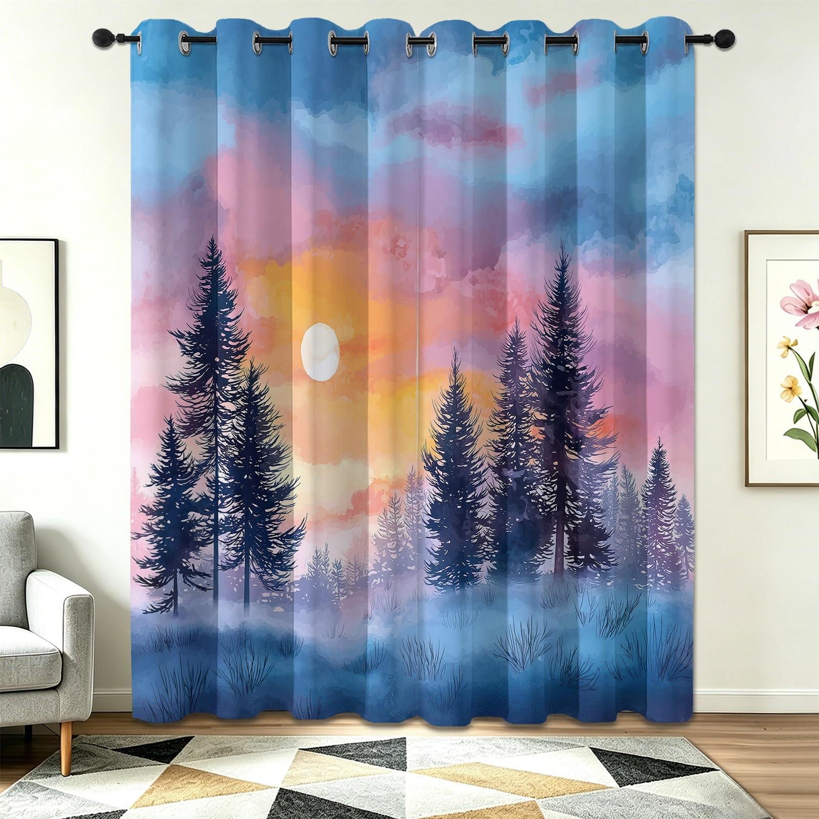 Rideau occultant thermique pour bloquer lumière et froid chambre bleu