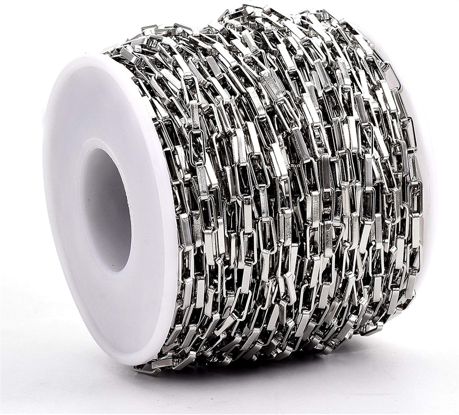 Craftdady 64 Feet Stainless Steel Paperclip Cable Chain Hollow Rectangle Venetian Cross Chain Jewelry Extender Chain Link 8x3mm Unwelded with Spool for Necklace Bracelet Craft Earring Making
