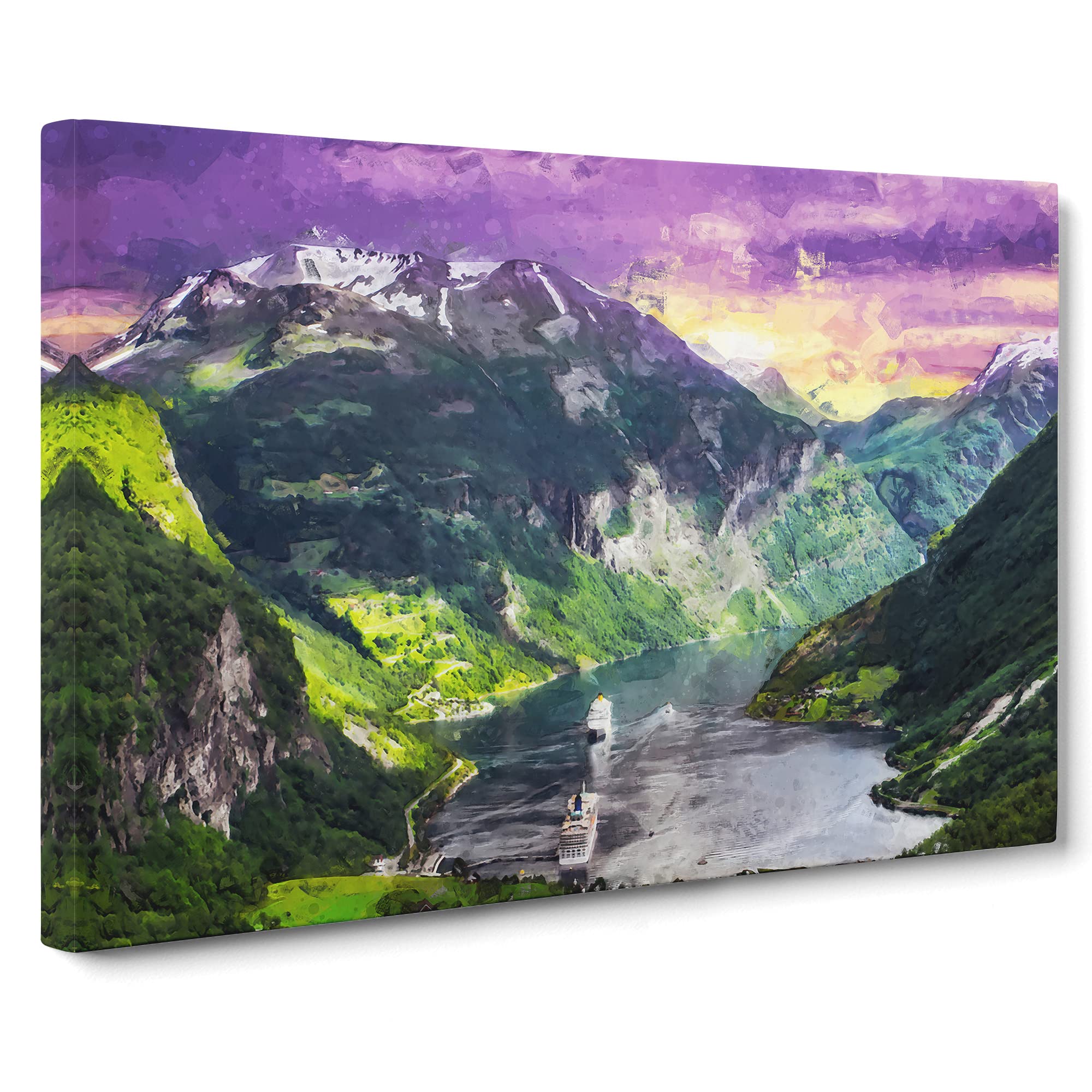Cruise Ships Passing By Norway Canvas Print, Mixed, 25L x 50W cm