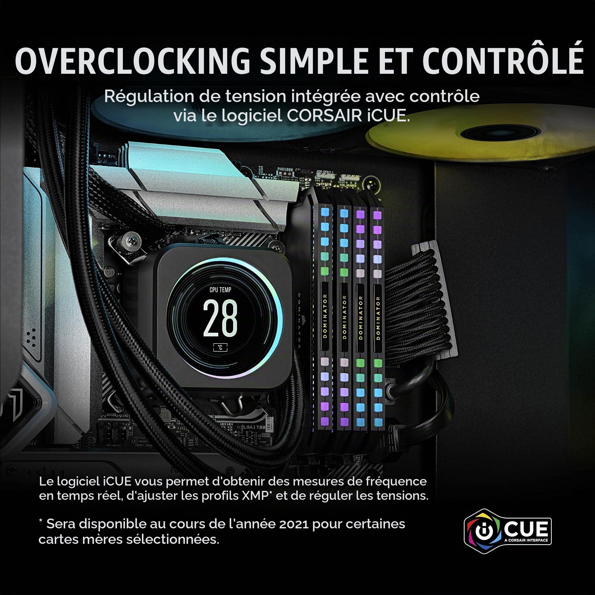 CORSAIR Dominator Platinum RGB DDR5 RAM 64Go (2x32Go) Jusqu'à 6000MHz CL30 Intel XMP 3.0 Mémoire pour Ordinateur de Bureau - Noir (CMT64GX5M2B6000C30)