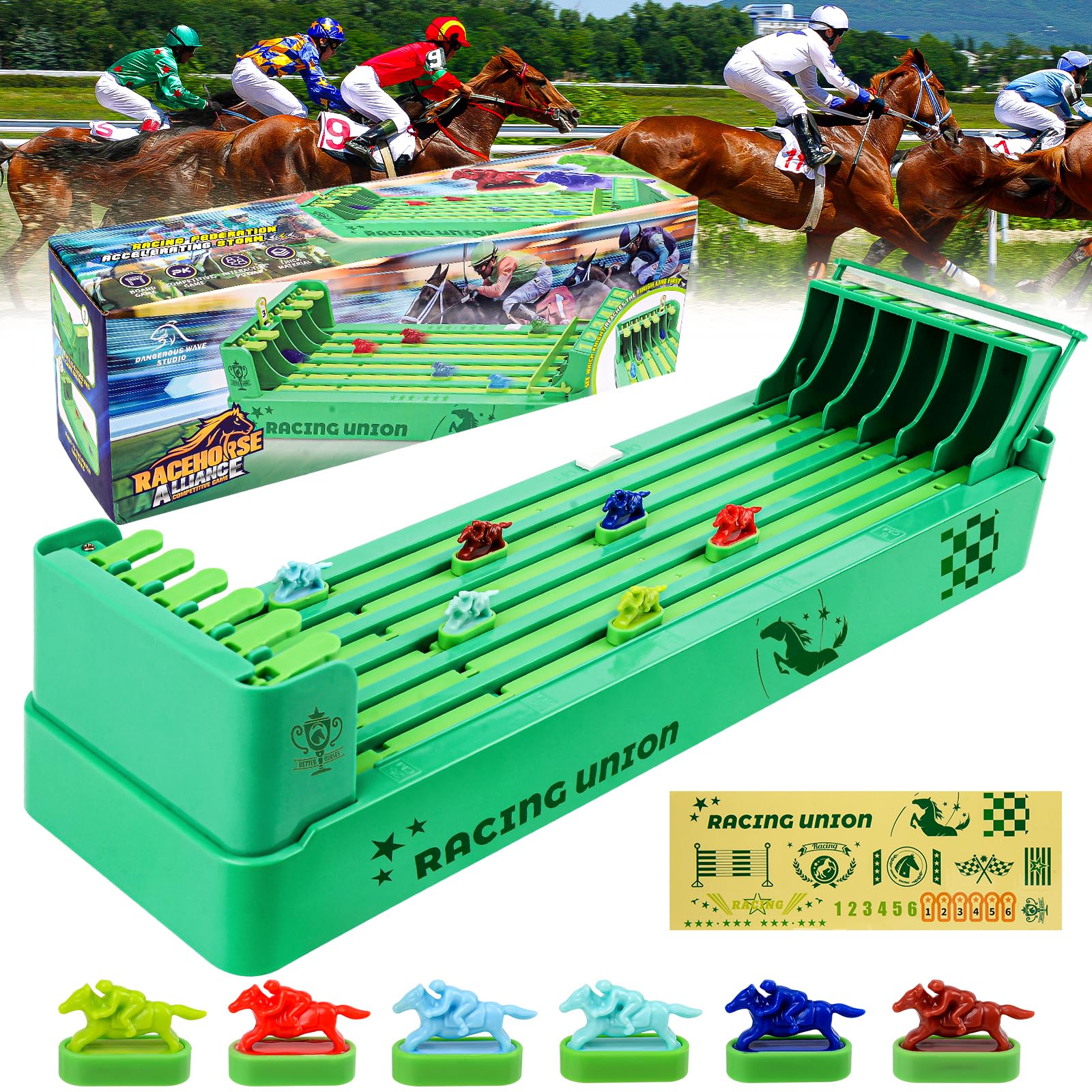 xinrongda Pferderennen Spiel Elektrisch, Horse Racing Game, Tabletop Pferde Spiele, Pferderennen Tischspiel Mit 6 Pferde für Familie Party Nacht Childrens Day Geburtstag Geschenk für Kinder
