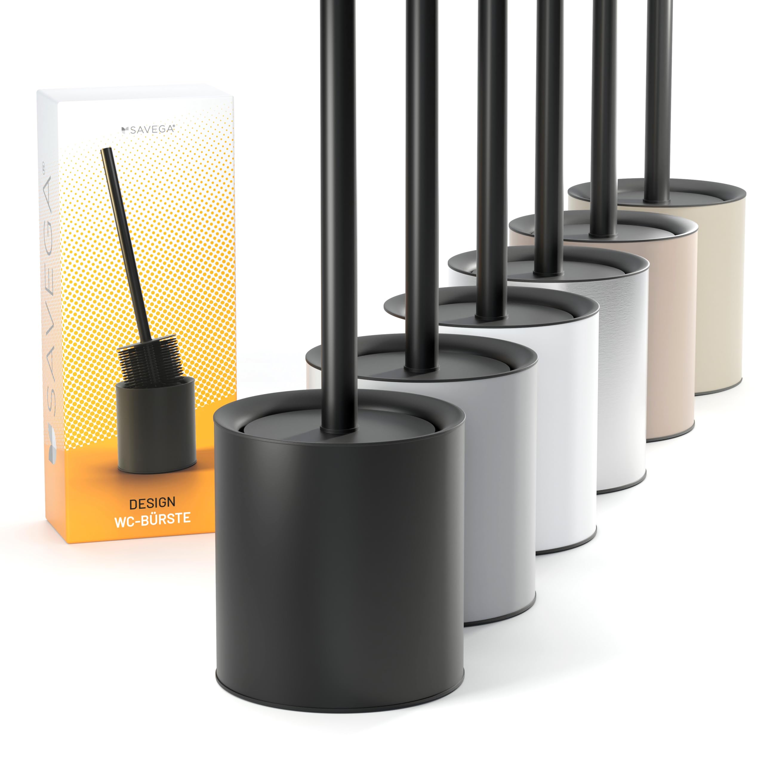 SAVEGA - Klobürste Silikon Edelstahl - Antibakterielle Toilettenbürste mit stilvollem WC Bürstenhalter - Design WC Bürste Silikon mit Spritzschutz - Klobesen - Toilet Brush (Schwarz)