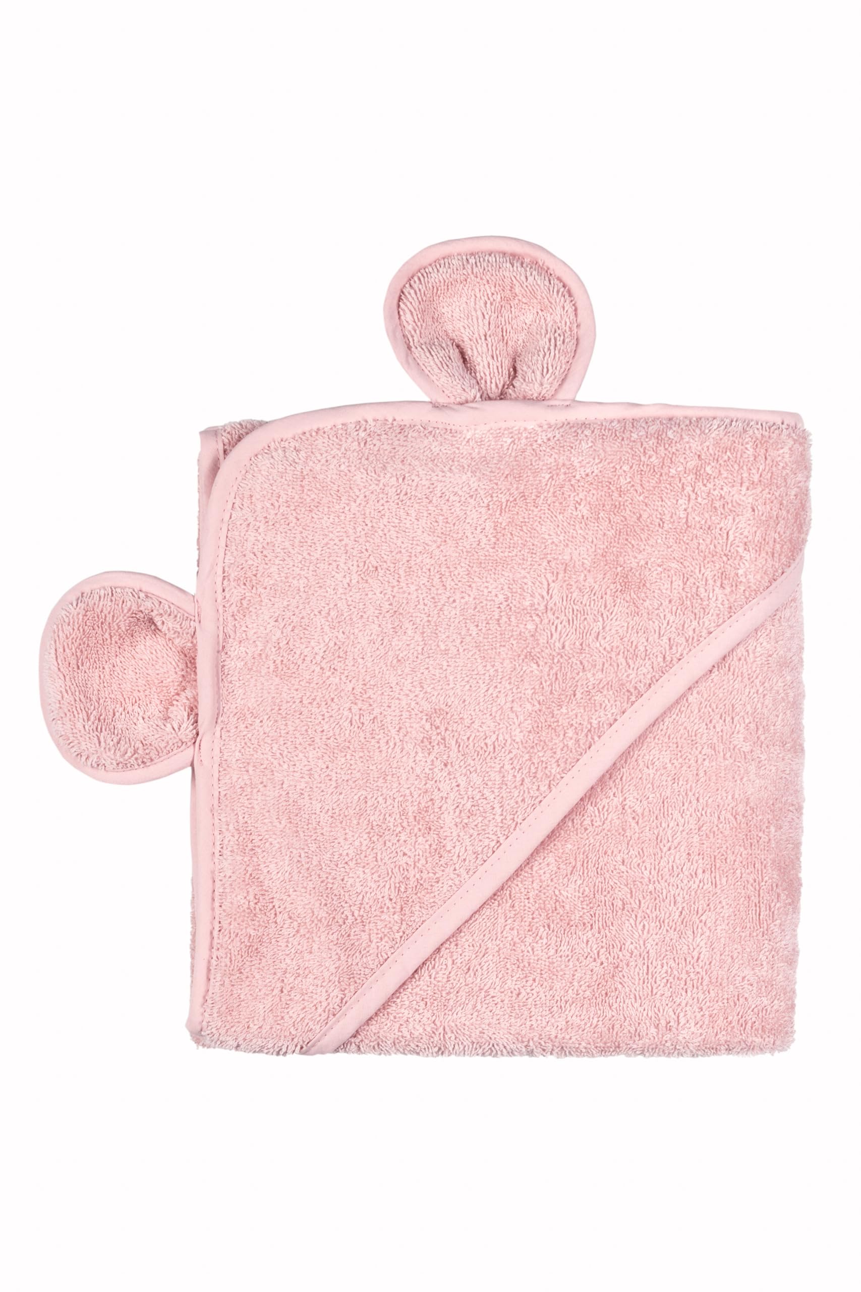 LULINO Baby Kapuzenhandtuch I Mit Ohren I kuschelweich und saugstark I 75x75cm I 100% Baumwolle (Zartrosa)