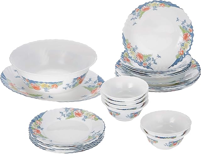 Dajar Florine Dinner Service 26 Pieces Arcopal, White, red, Blue, Yellow, 37 x 29 x 32 cm