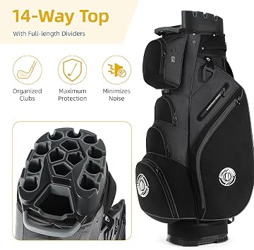 حقيبة غولف Shopsource ، حقيبة عربة غولف 14 Way Top مع فواصل كاملة الطول ، حقيبة غولف سلة للرجال النساء ، حقائب نادي الغولف مع حزام مبطن مريح ، جيوب انغلق ، شفاط مطري