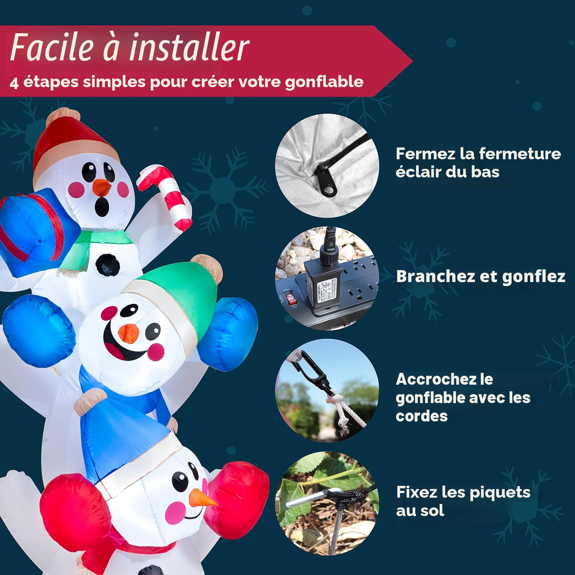 Bonhomme de Neige Gonflable V3 de 6 Pieds