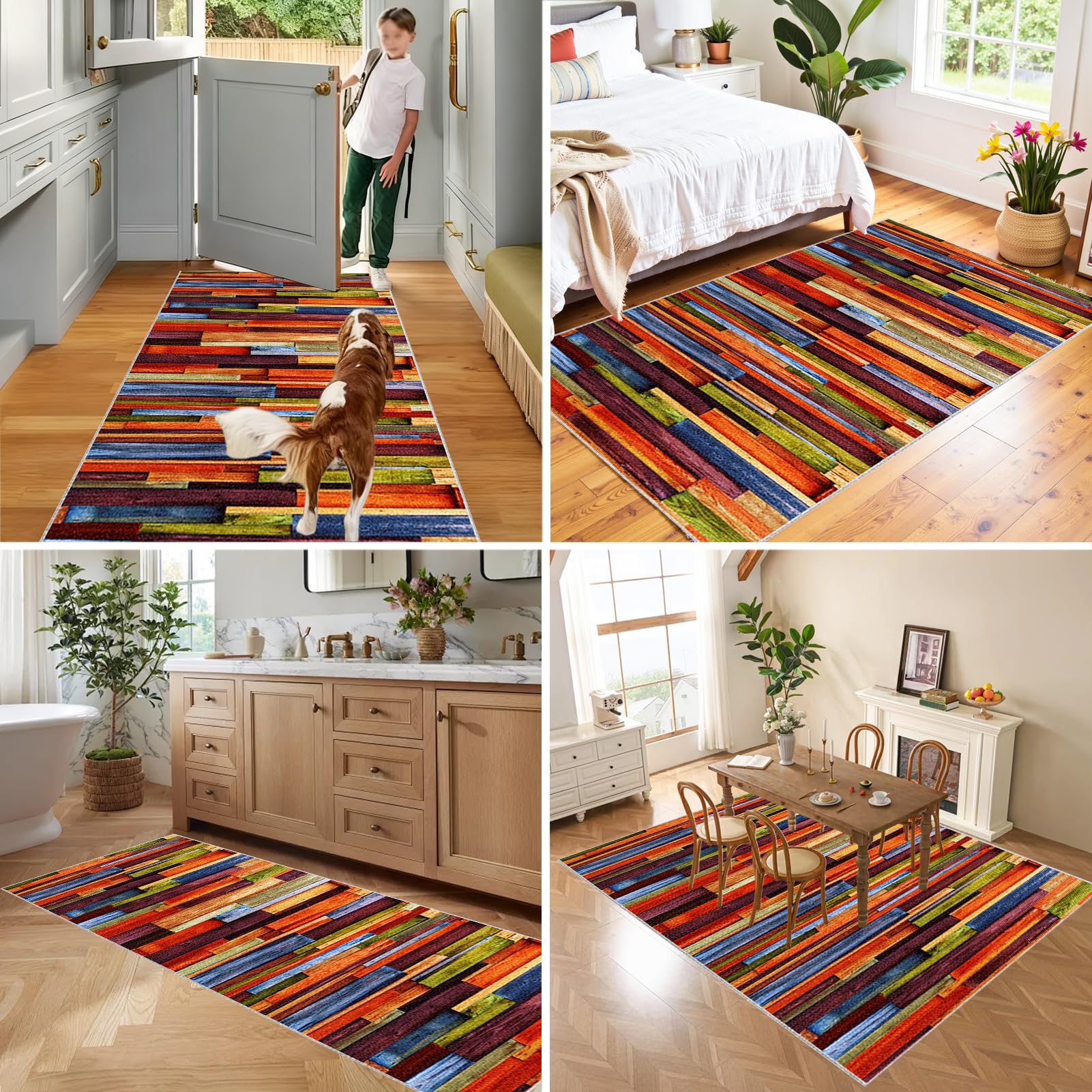 Alfombras de Pasillo Larga Alfombra Corredor Antideslizante Lavable Alfombra Cocina Alfombras de área Felpudo Alfombra Comedor Pasillo Entrada Lavanderia Salón Dormitorio Alfombrillas 70 x 500 cm