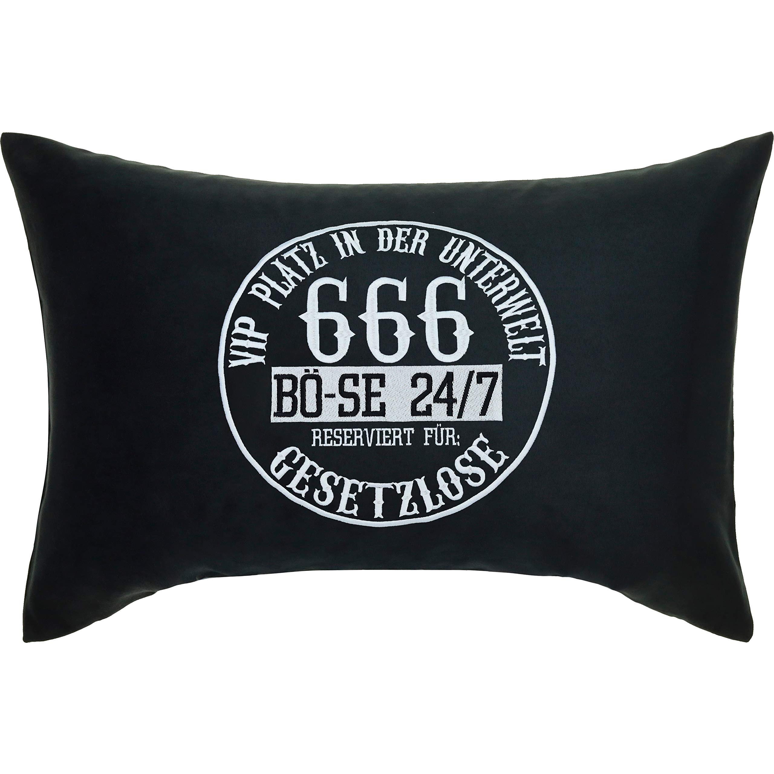 Coussin de salon 666 VIP Unterwelt en satin noir 40x60 cm décoratif