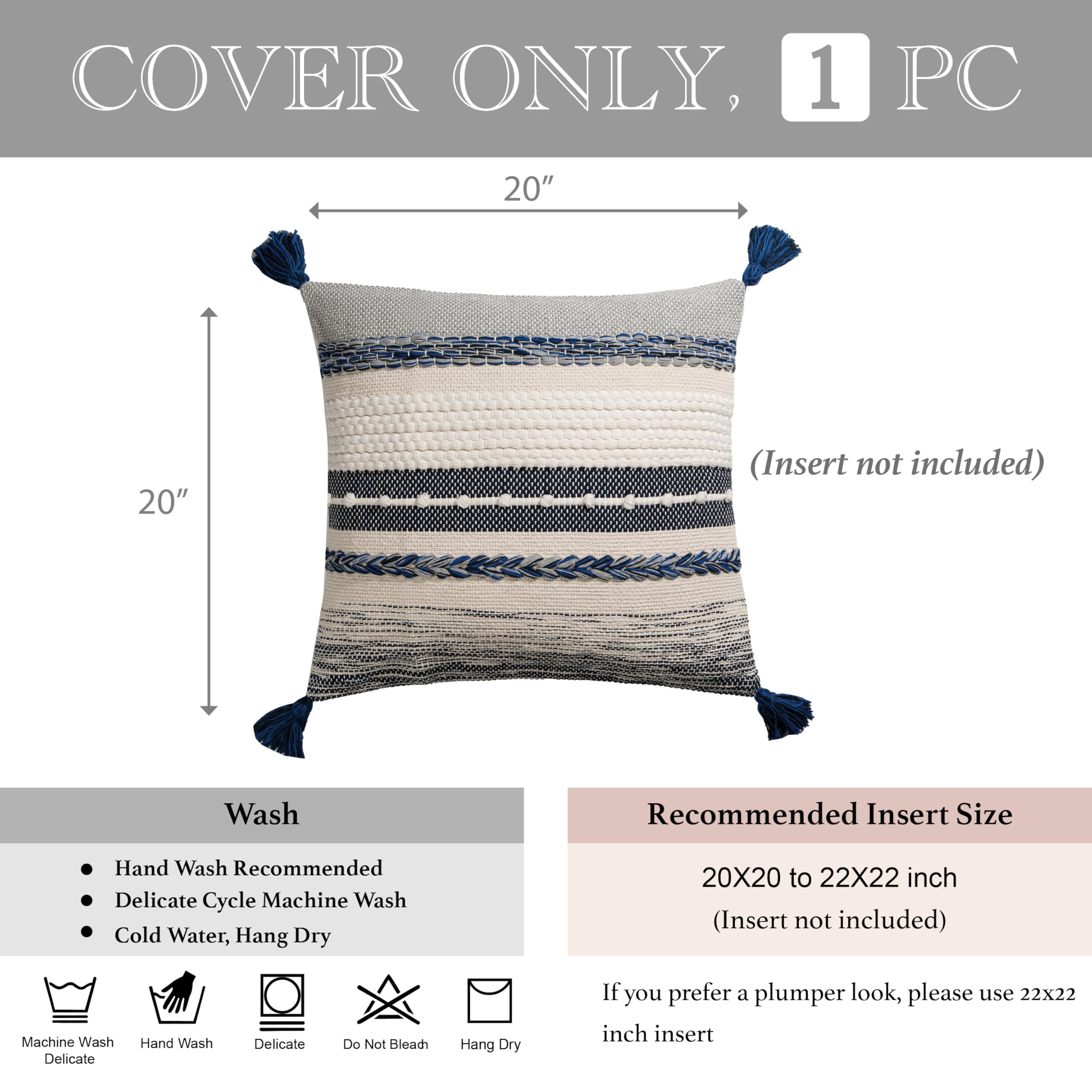 Amazon.com: BlissBlush Navy Dark Blue Decorative Throw Pillow