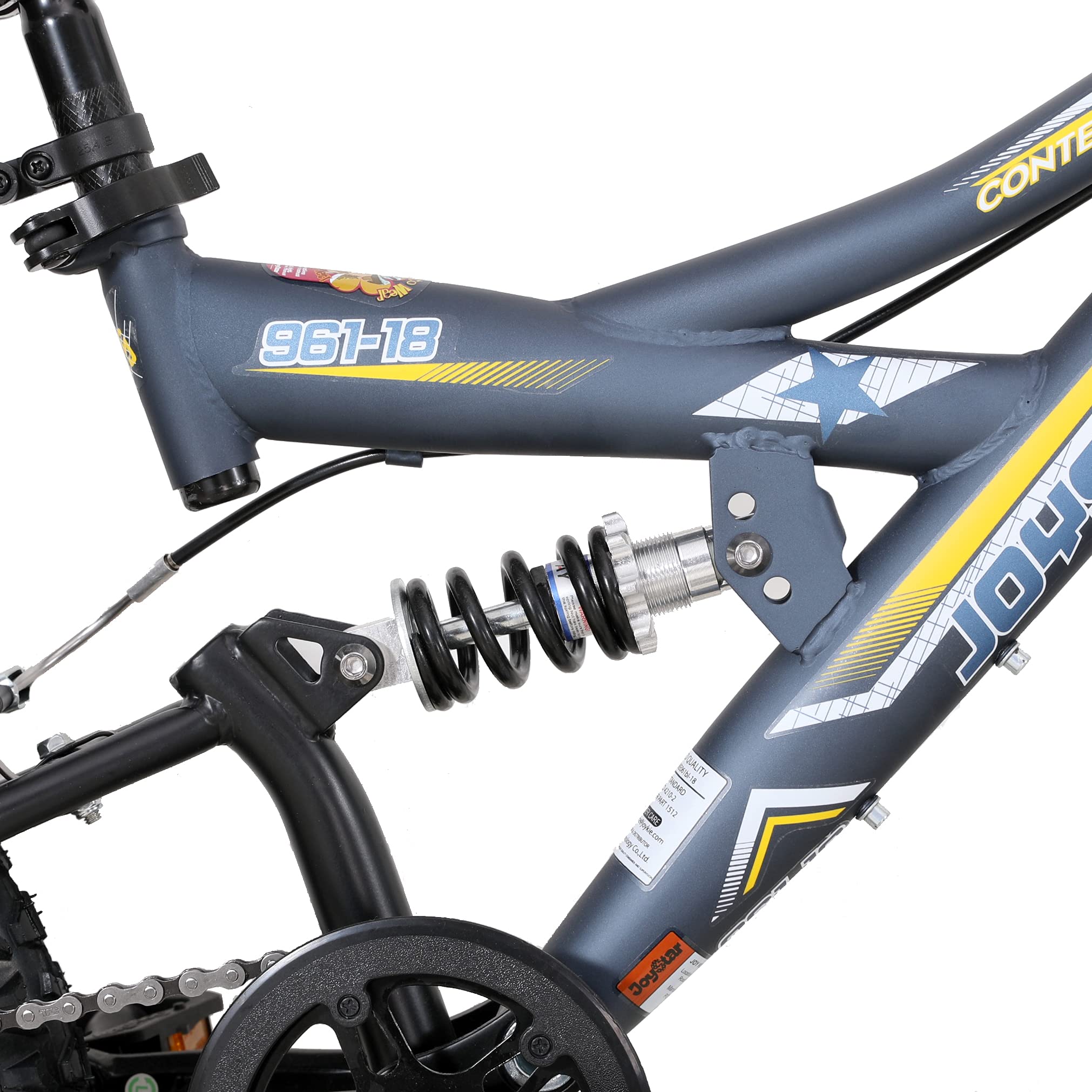 JOYSTAR mountain bike per bambini 20 pollici per ragazzi e ragazze dai 7 ai 13 anni, bici per bambini con telaio in acciaio a sospensione totale e trasmissione a 1 velocità con cavalletto.