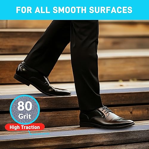 Miniatura 102 de Cinta de tracción antideslizante, 12 pulgadas x 30 pies, mejor agarre, fricción, adhesivo abrasivo para escaleras, peldaños en pisadas, interiores