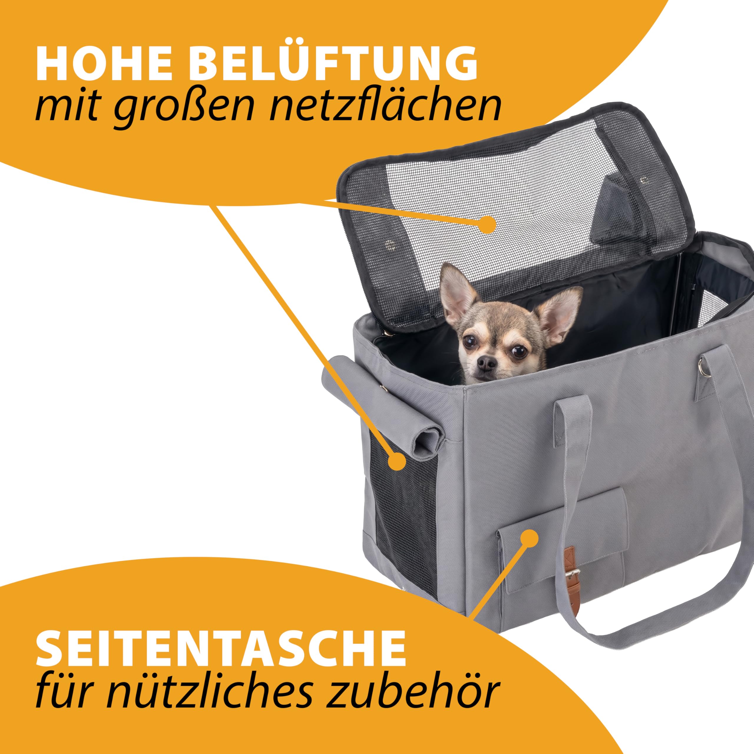 Ferplast Hundetasche Jetset, Tansportbox Katze, Hundebox, Sicherheitsgurt, Max 12 kg, 40 x 20 x H 30 cm
