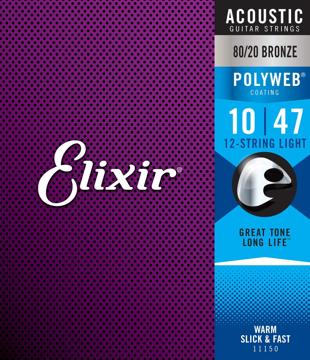 Elixir 12-String Acoustic Guitar String Sets with 80/20 Bronze or Phosphor Bronze Wraps, POLYWEB or NANOWEB Coatings, Light 10-47 Gauge