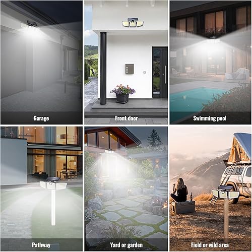 Miniatura 7 de Luces solares para exteriores con 3 modos de control remoto, IP65, impermeables, superbrillantes, luces de seguridad LED con sensor de movimiento,