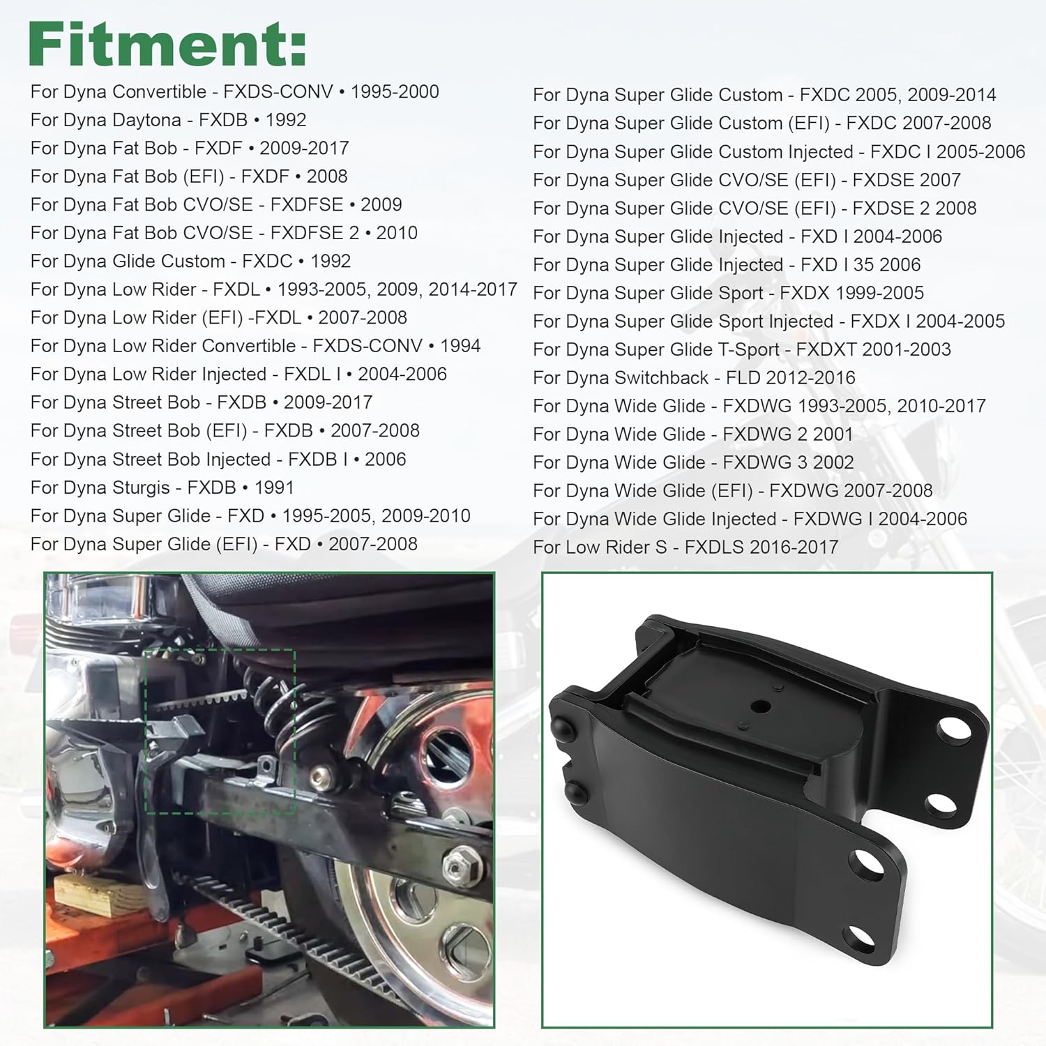 Rear Isolator Engine Motor Mount Compatible with Harley Davidson 1991-2017 Dyna FXD/FXDWG, Repl OEM # 47564-99