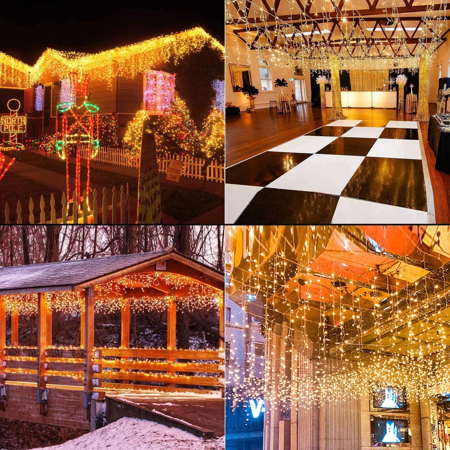 PhilzOps Eisregen Lichterkette Außen Warmweiß, 35M 1000 LED Weihnachtsbeleuchtung Eiszapfen mit Timer 8 Modi Wasserdicht Strombetrieben Lichtervorhang für Weihnachten Dachkante Schlafzimmer Balkon