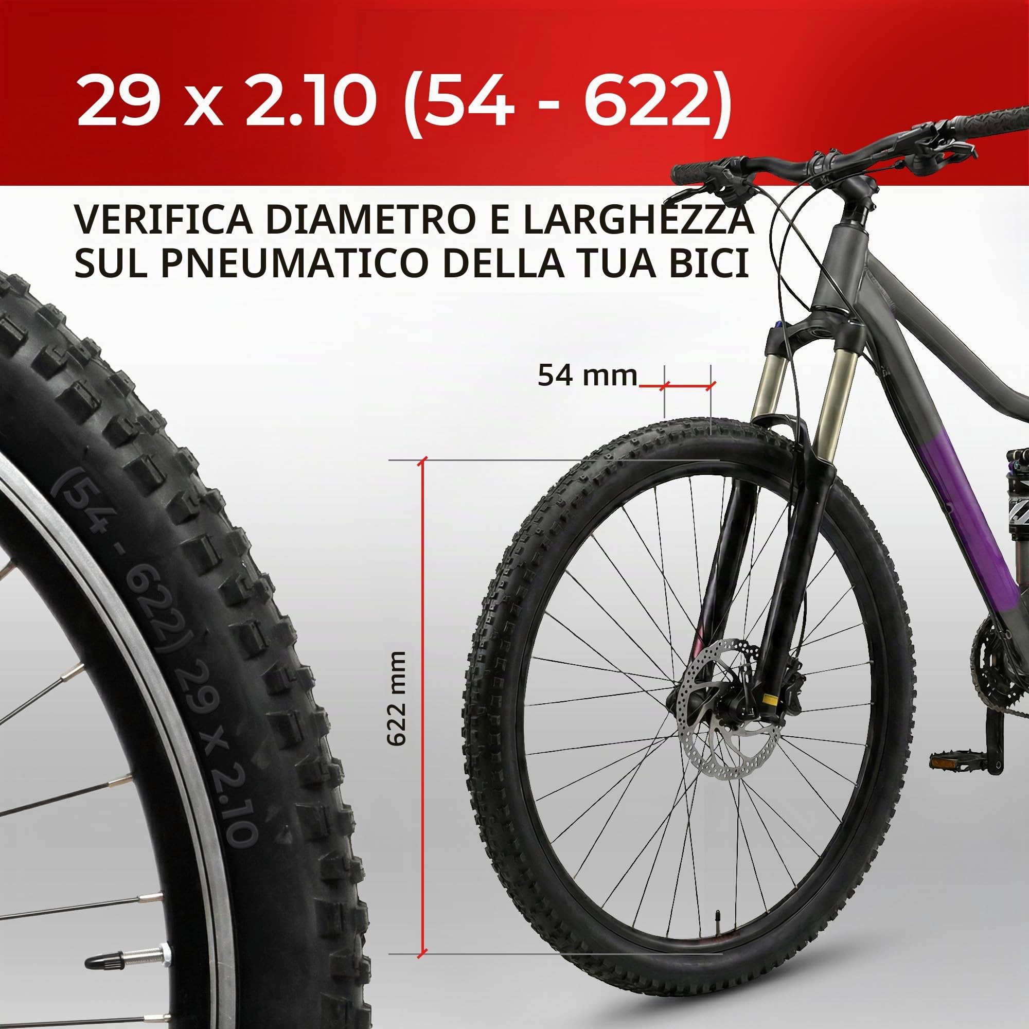 Fincci Coppia Copertoni MTB 29 x 2.10 ETRTO 54-622 Pieghevoli Antiforatura | Protezione Antiforatura da 2,5 mm e Carcassa 27 TPI per una Guida Sicura fino a 40 PSI su MTB, Sentieri, Trail e Sterrato
