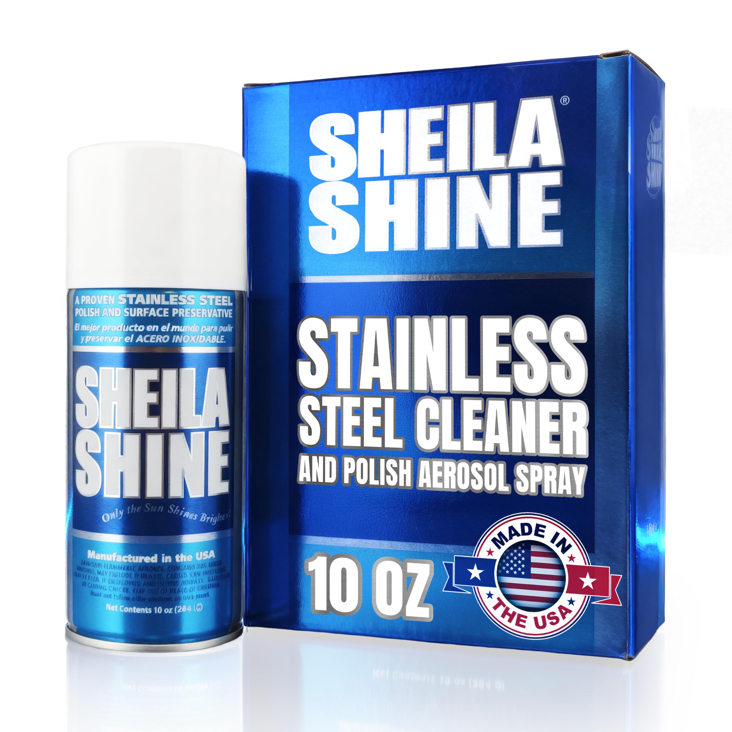 Sheila Shine 10oz Stainless Steel Cleaner and Polish - Cleans, Polishes & Protects Kitchen Appliances, Refrigerators, Sinks, Ovens & Grills - Residue, Streak Free Shine - Stainless Steel Cleaner Spray