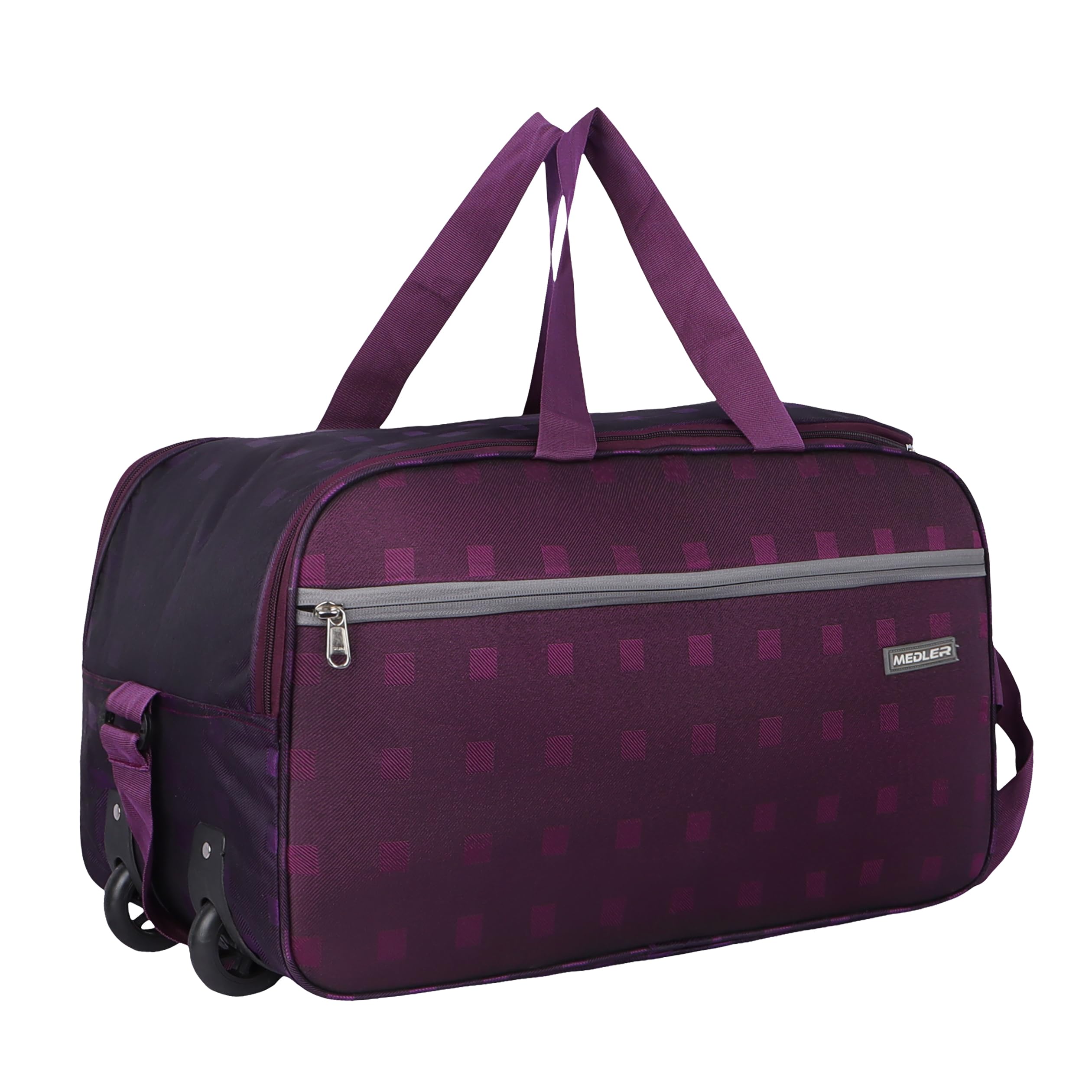 Lexter 55 liters Duffle Bag | Polyester Strolley Duffle Bag | 2 Wheel Duffel Bag | Luggage Bag Cabin Size with Adjustable Strap - (Purple)-image-15